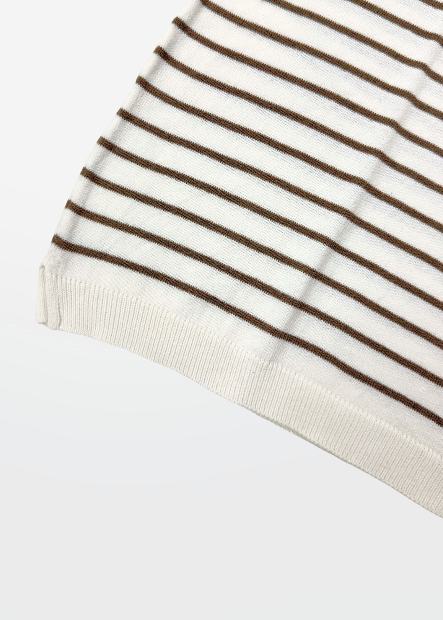 Brown Stripe Knit Polo Shirt