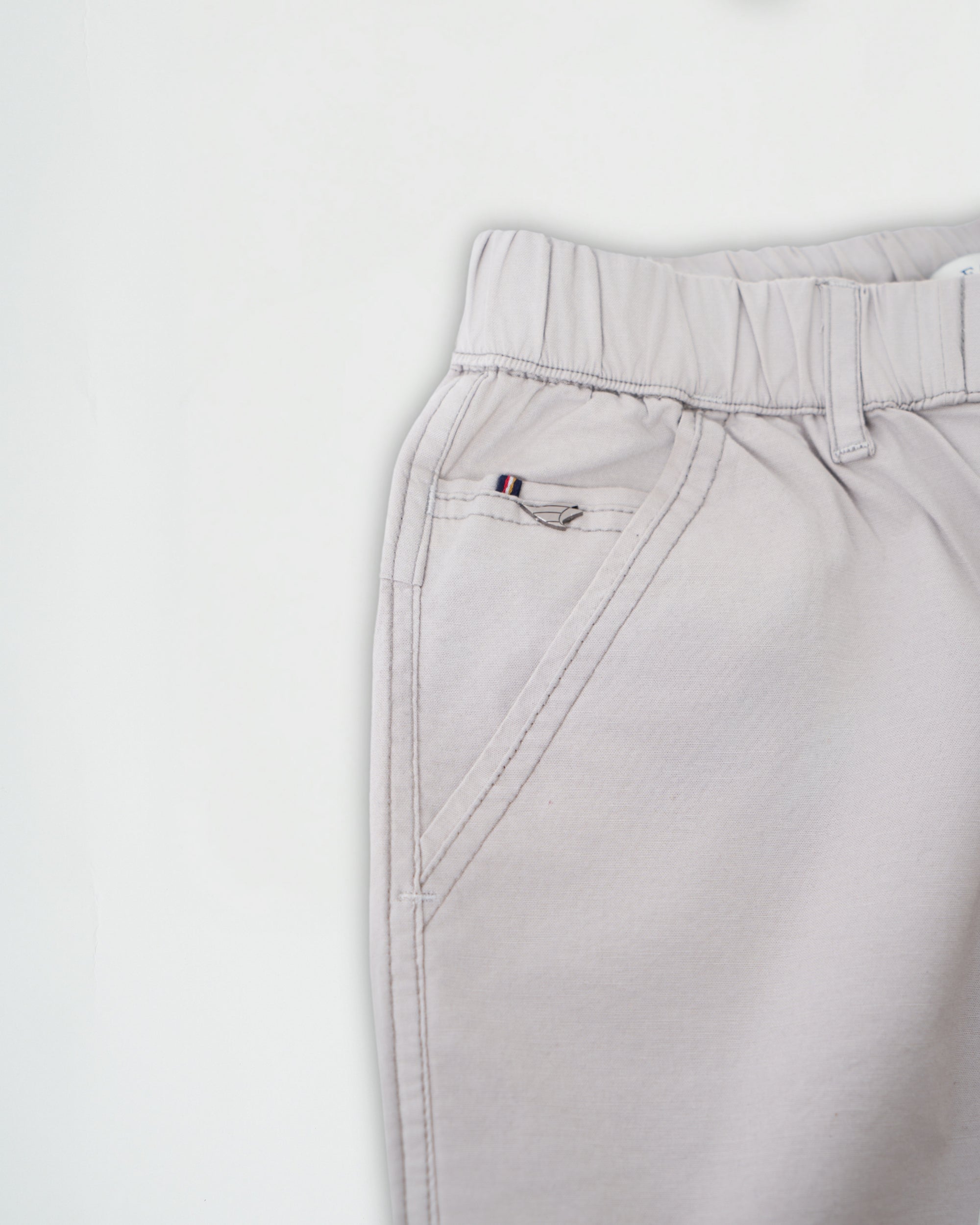 Light Grey Cotton Drawstring Pants