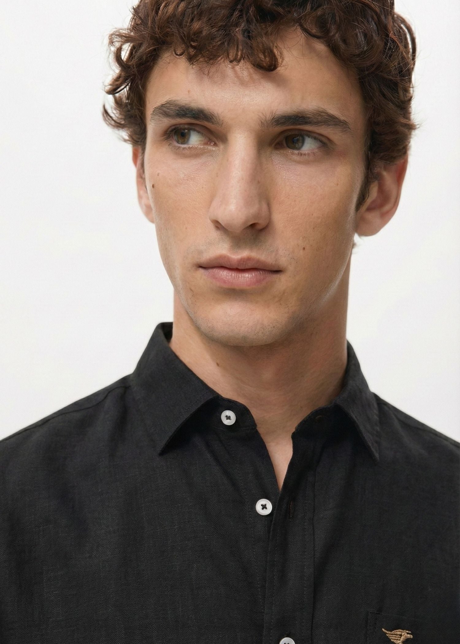 Onyx Black Viscose Linen Shirt