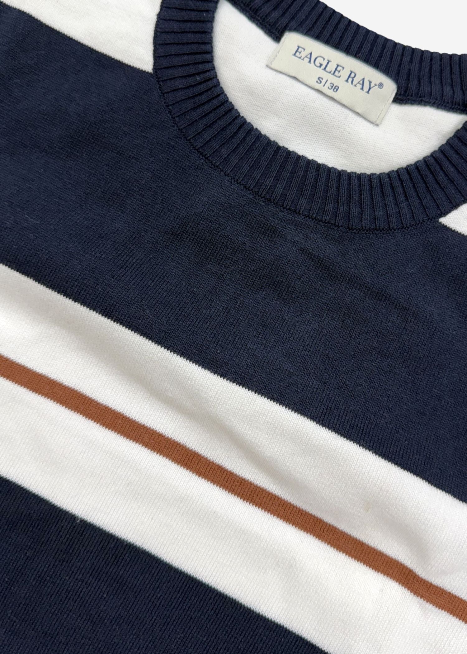 Navy Ivory Stripe Full Sleeve Knit T-Shirt