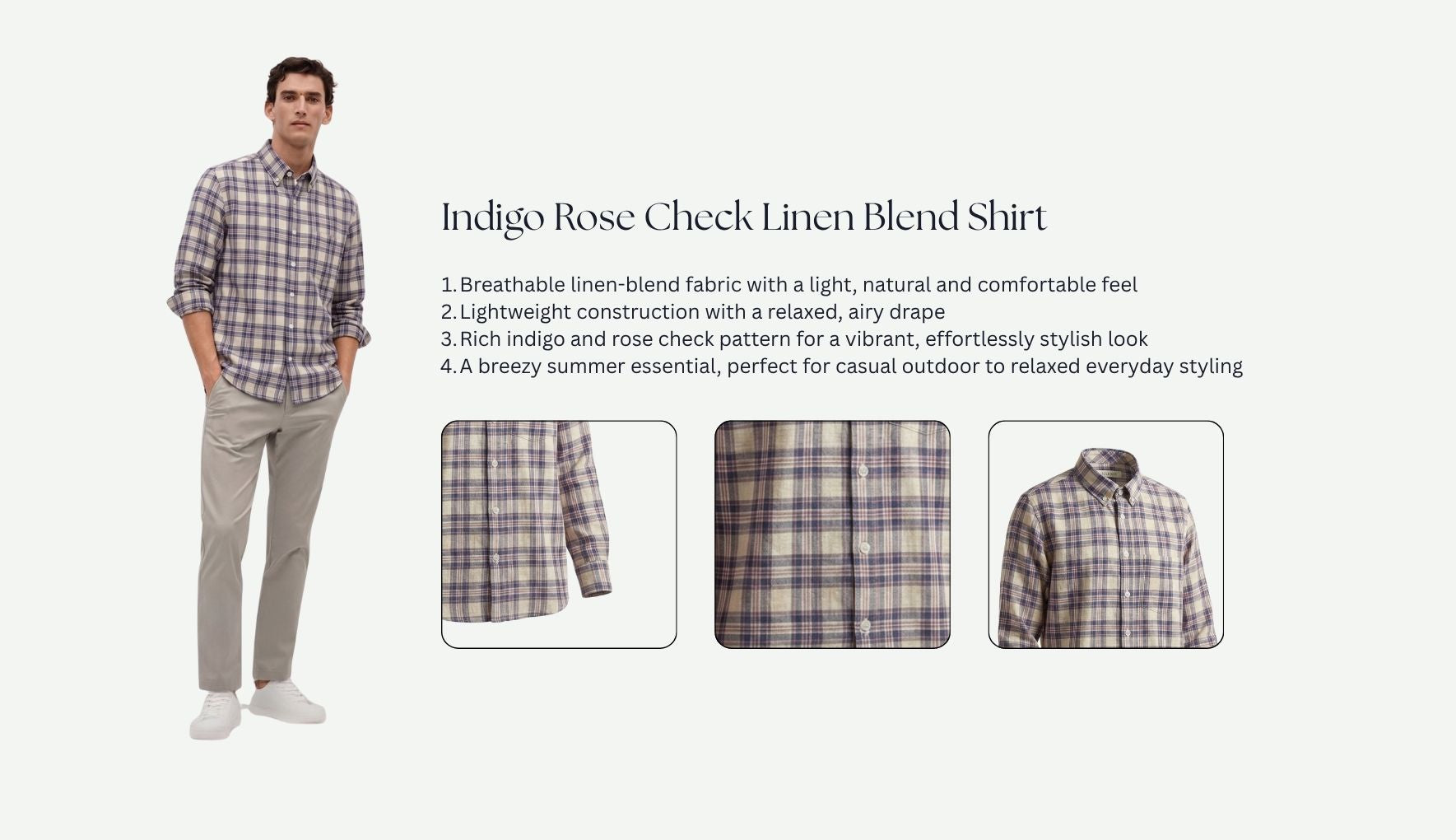 Indigo Rose Check Linen Blend Shirt