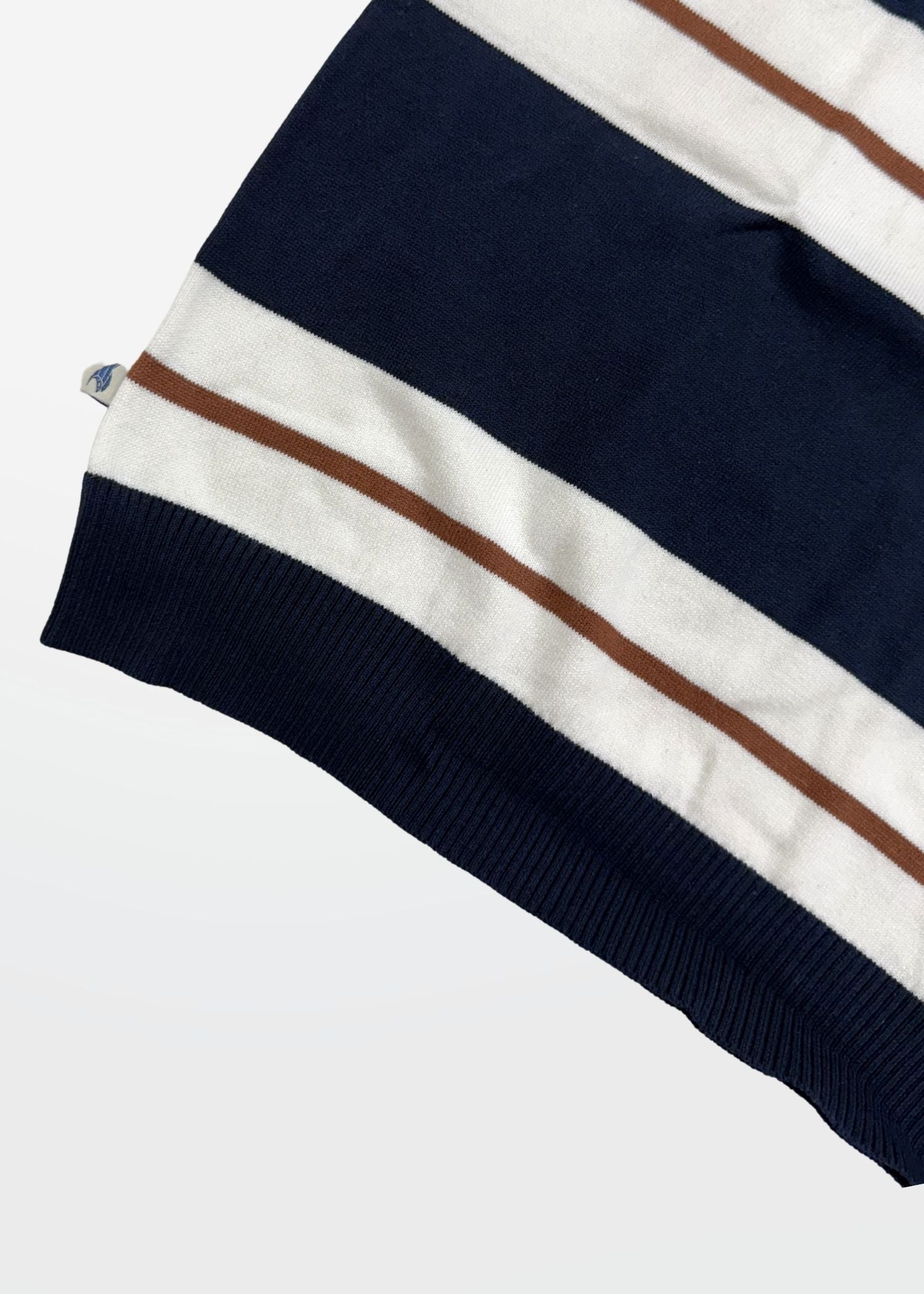 Navy Ivory Stripe Full Sleeve Knit T-Shirt
