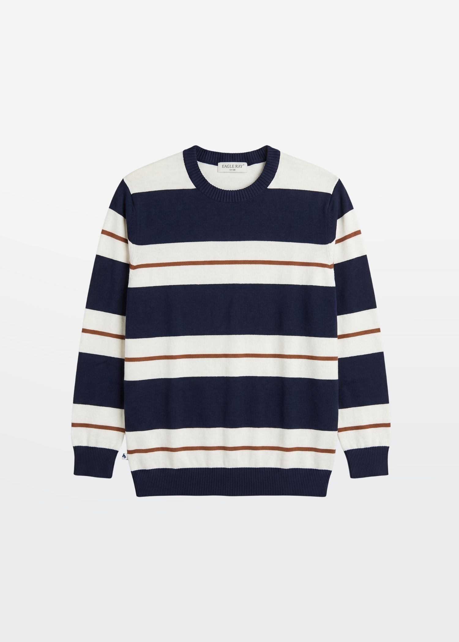 Navy Ivory Stripe Full Sleeve Knit T-Shirt