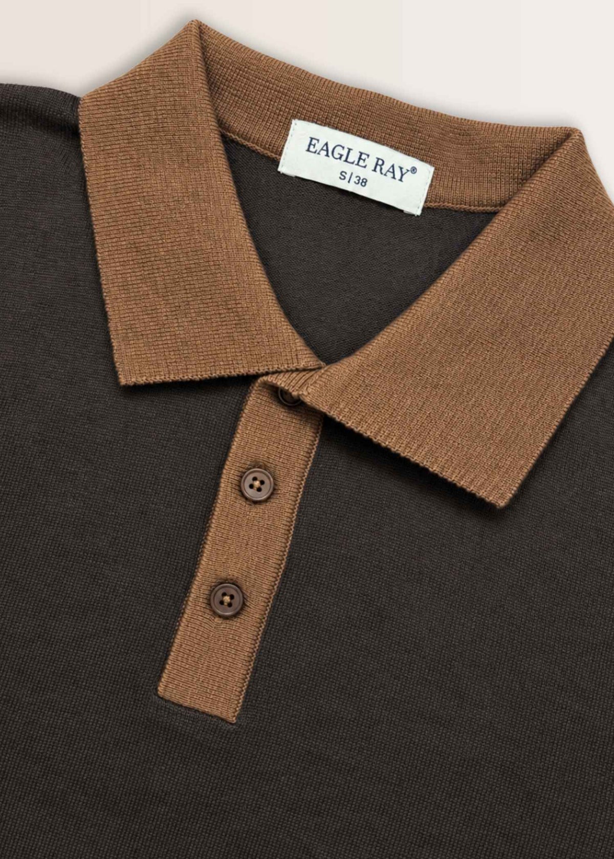 Dark Chocolate Contrast Collar Knit Polo — Men's Knit Polo India | Eagle Ray