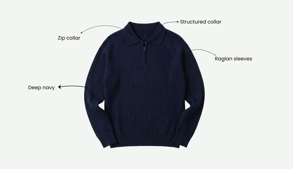 Core Zip Polo in Rhino Blue