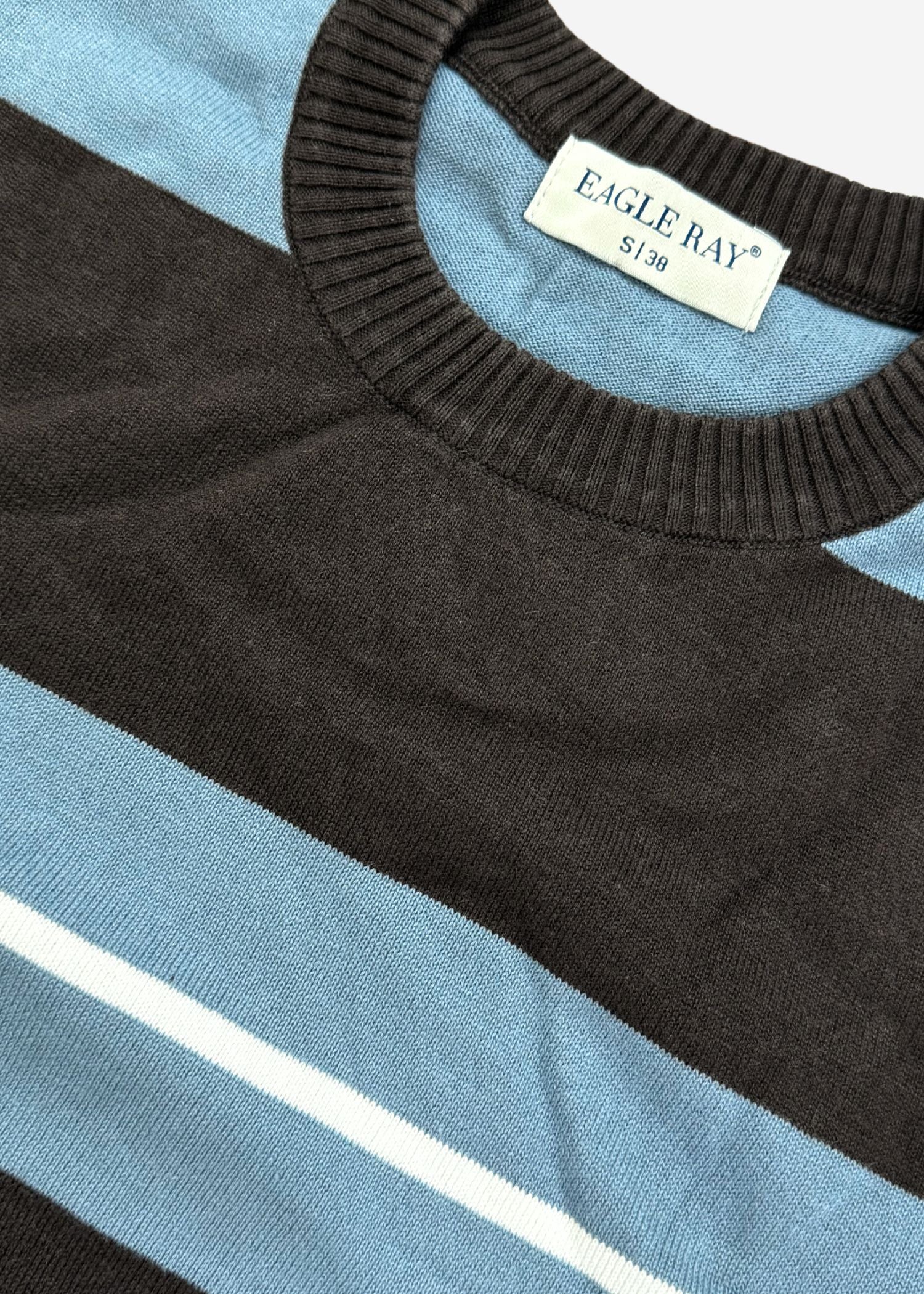 Brown Blue Stripe Full Sleeve Knit T-Shirt