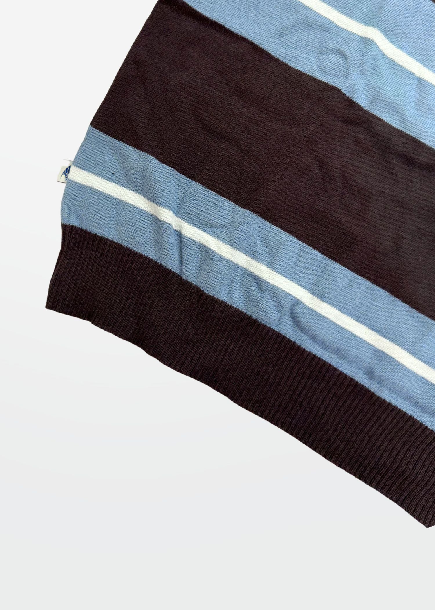 Brown Blue Stripe Full Sleeve Knit T-Shirt