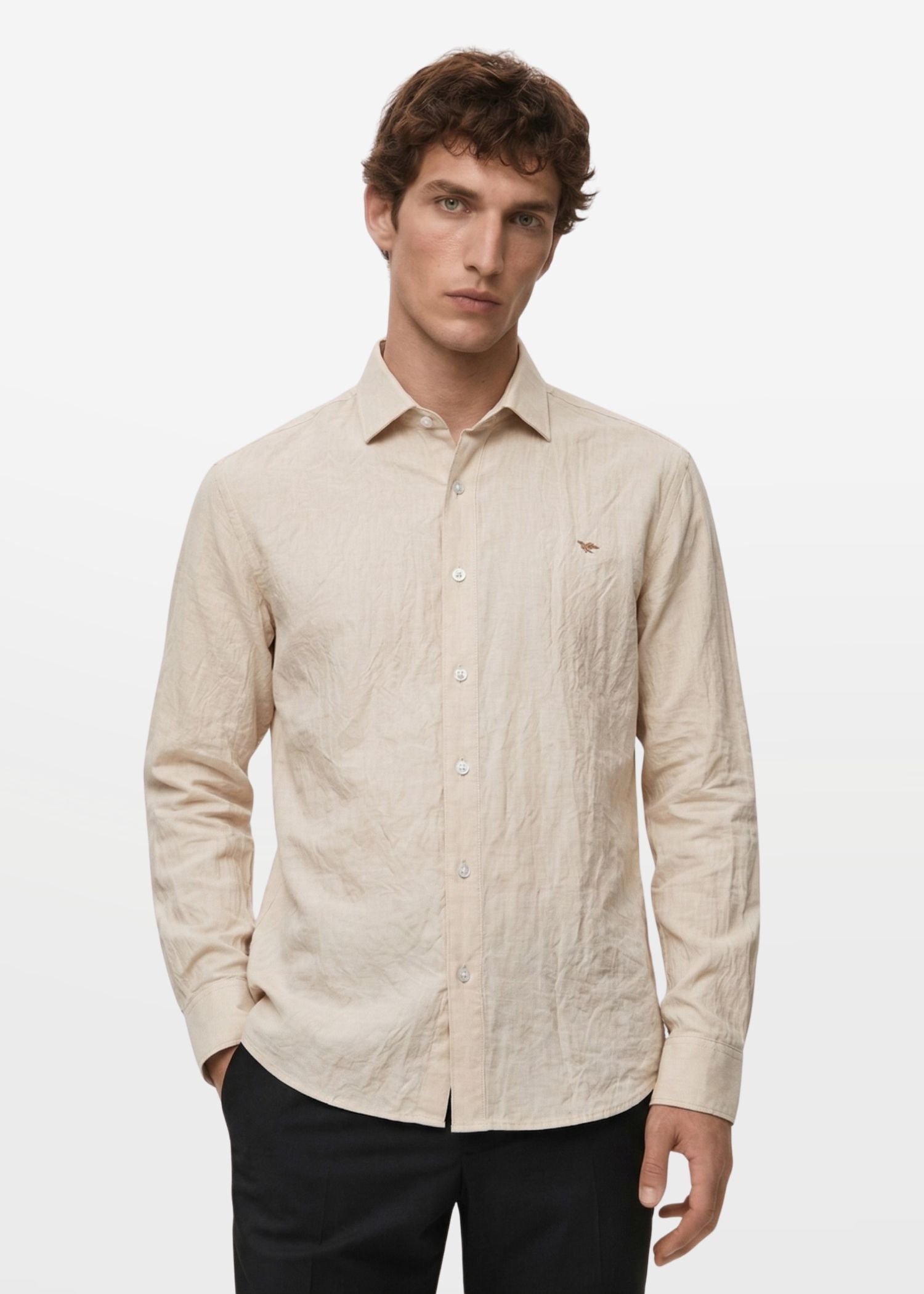 Soft Amber Crushed Cotton Shirt
