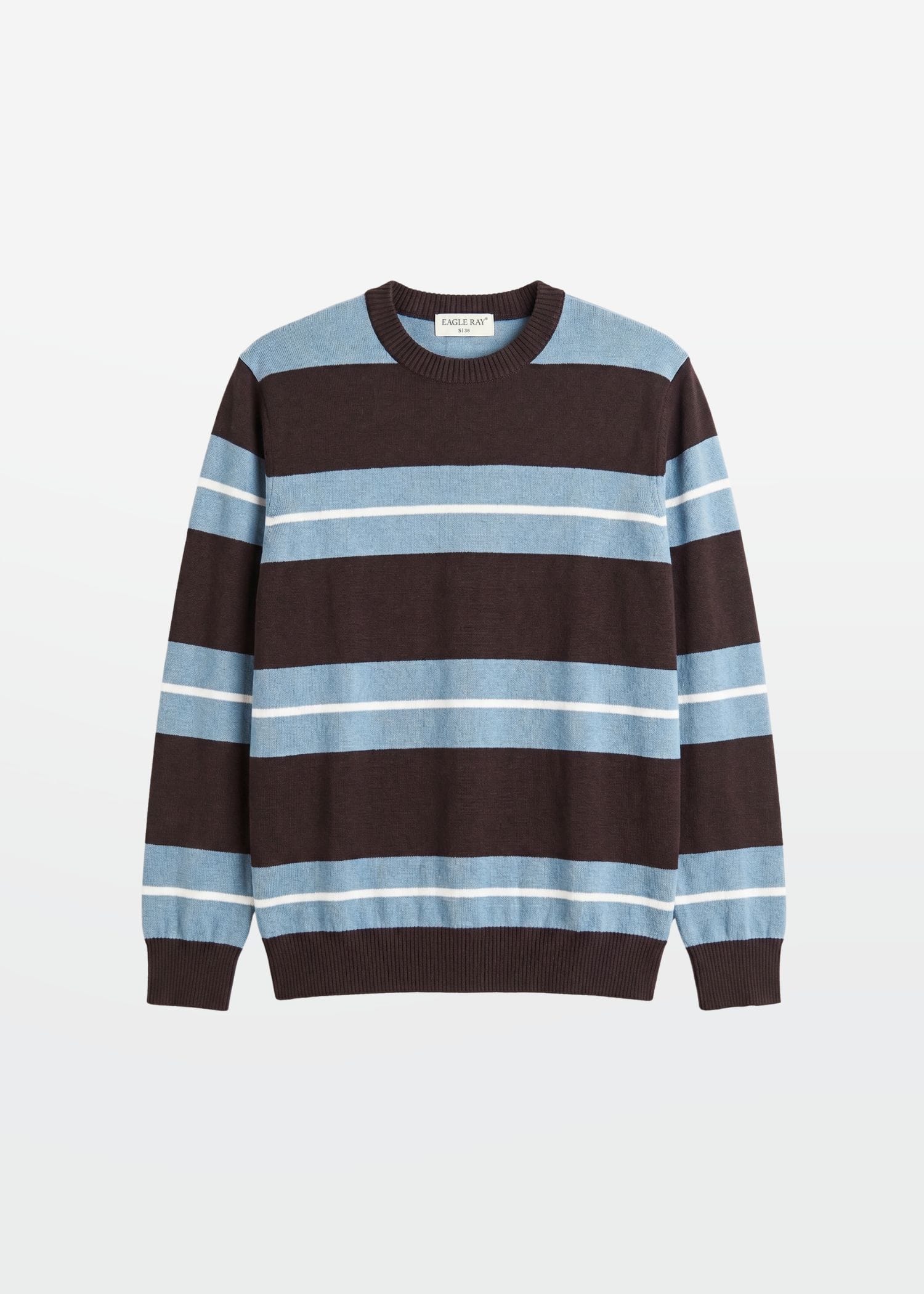 Brown Blue Stripe Full Sleeve Knit T-Shirt — Men's Knitwear India | Eagle Ray