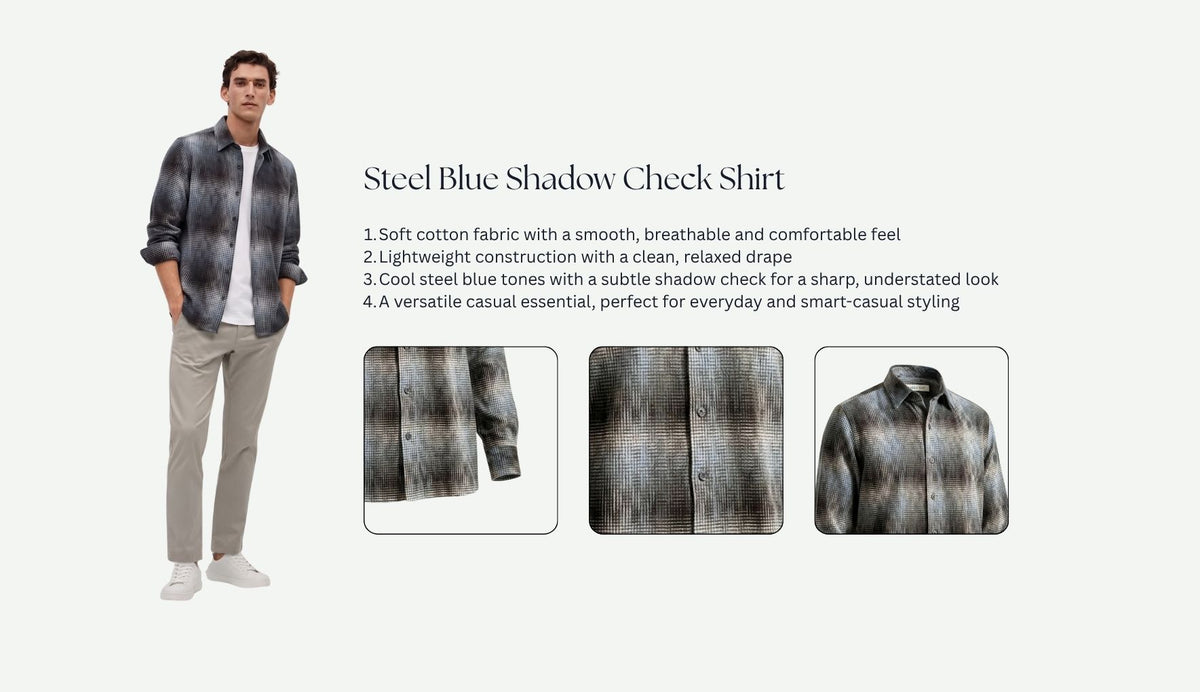 Steel Blue Shadow Check Shirt