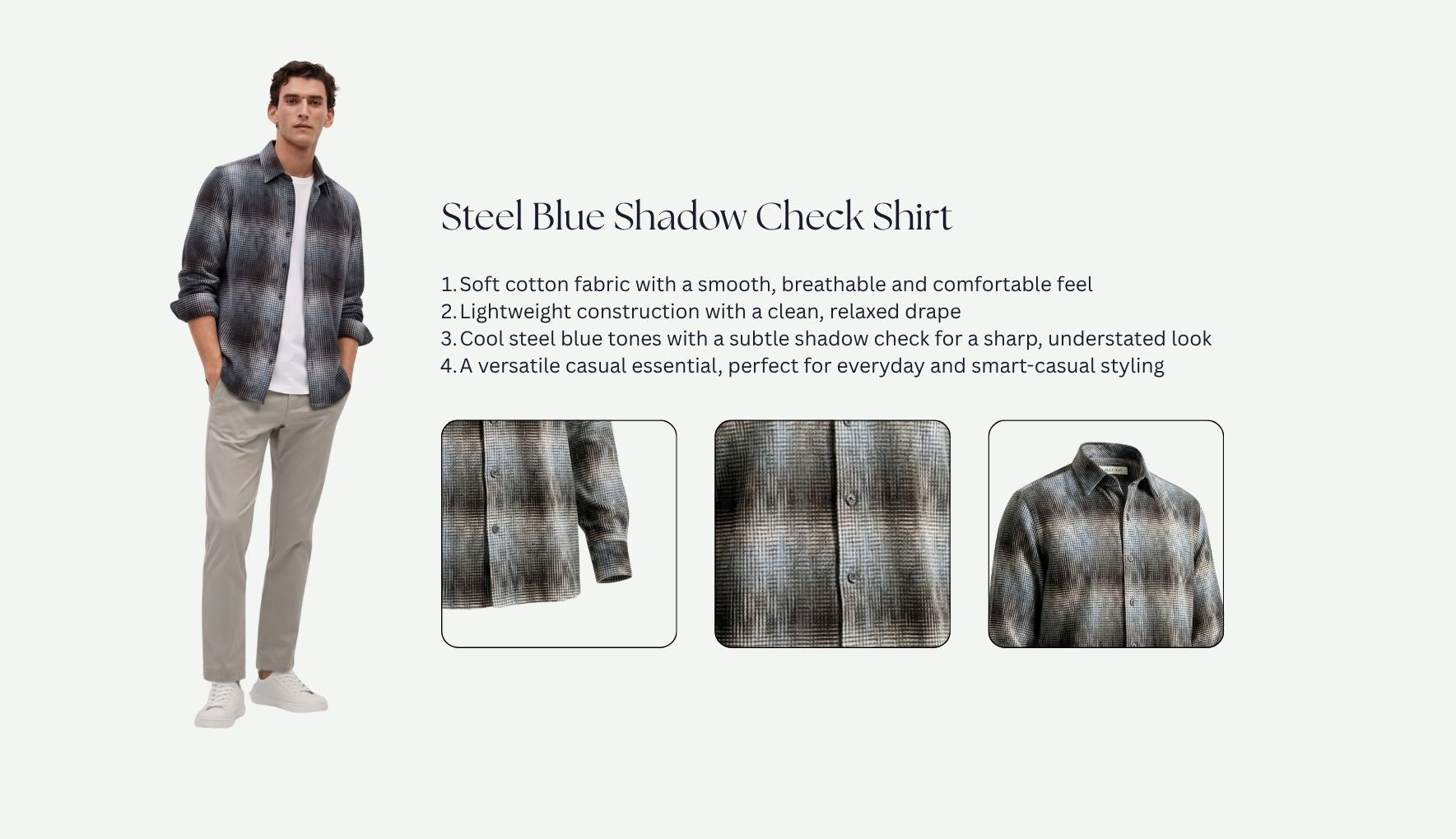 Slate Blue Shadow Check Shirt