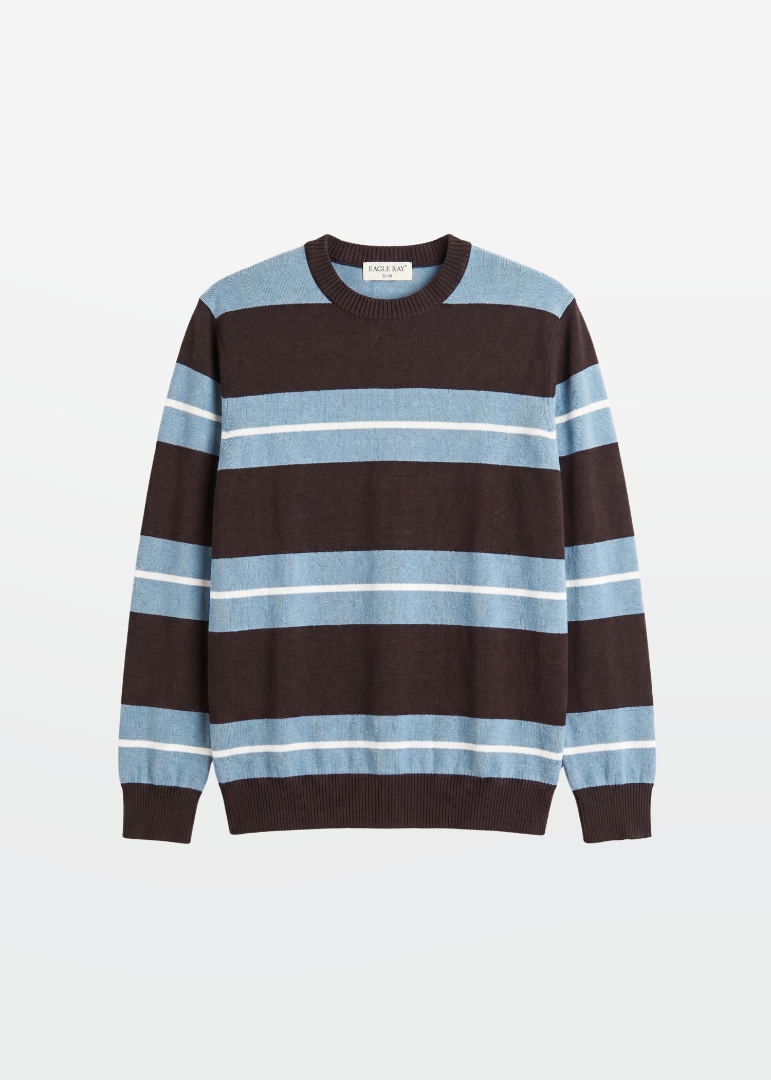 Brown Blue Stripe Full Sleeve Knit T-Shirt