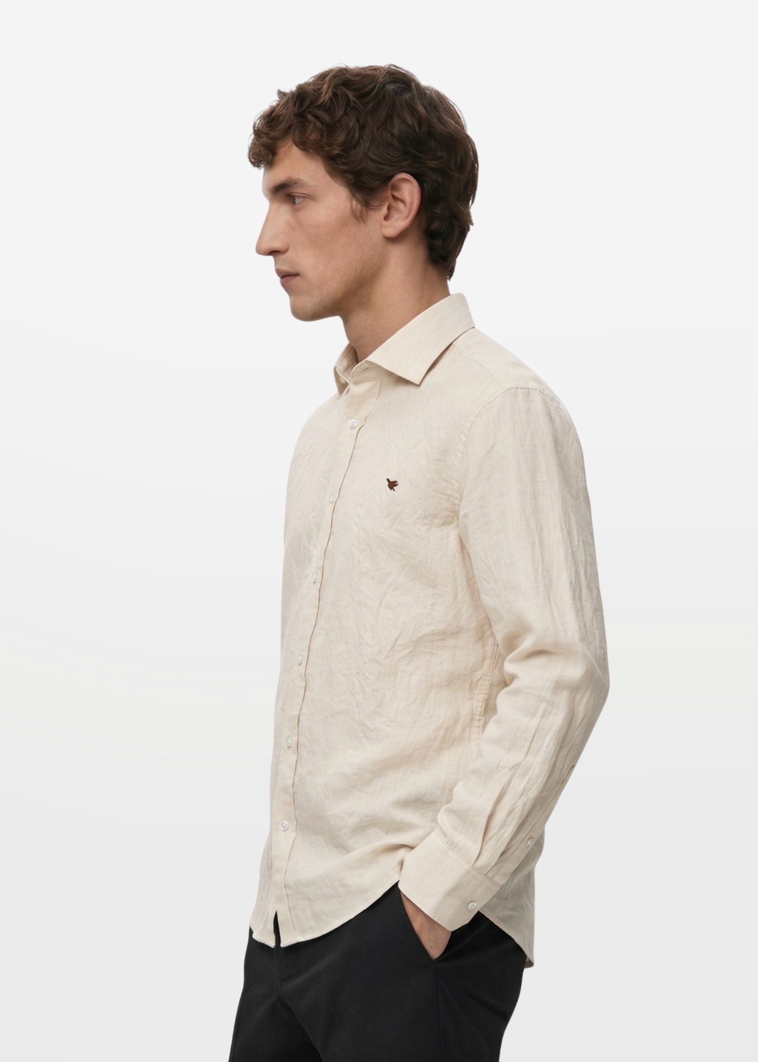 Soft Amber Crushed Cotton Shirt