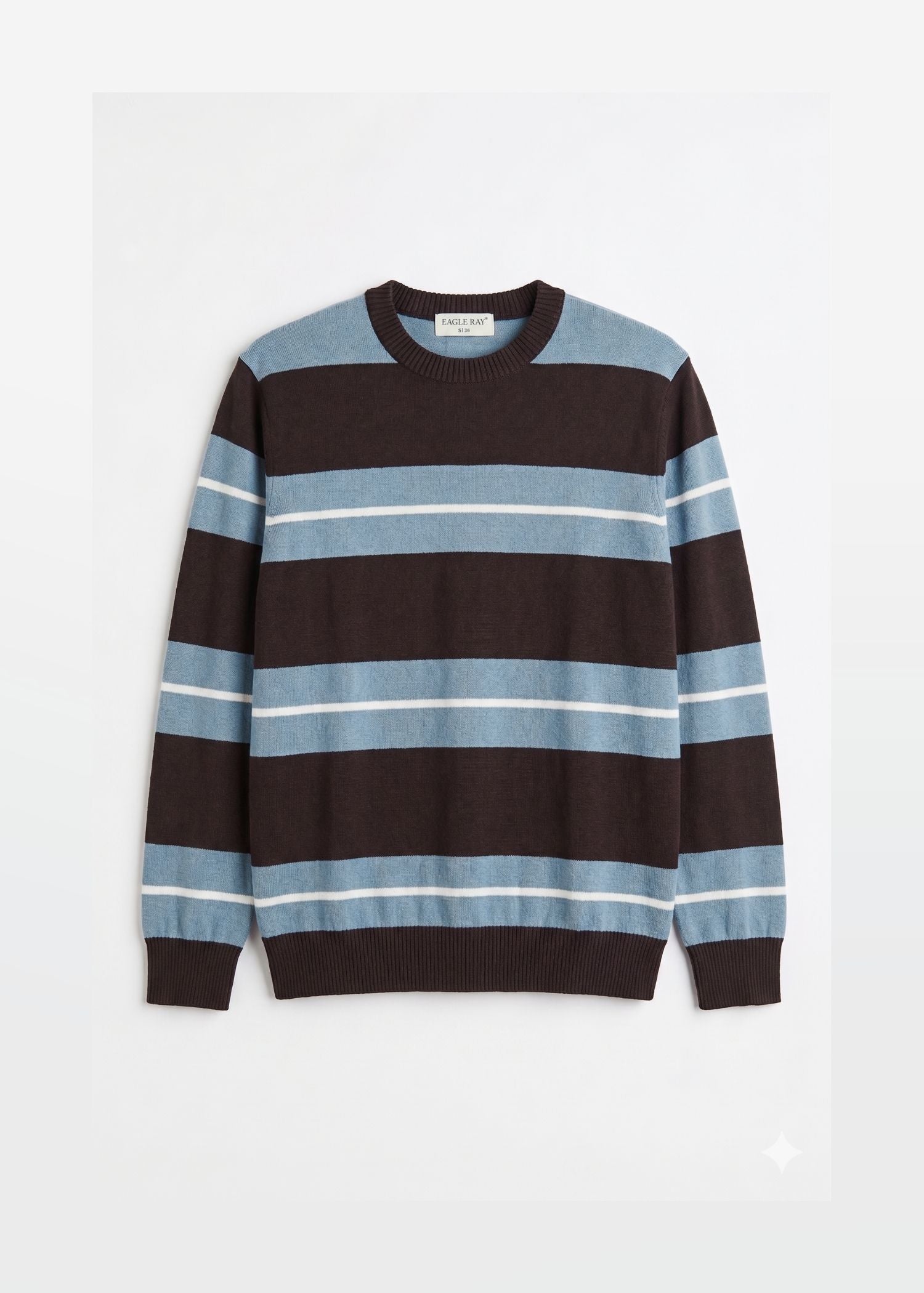 Brown Blue Stripe Full Sleeve Knit T-Shirt