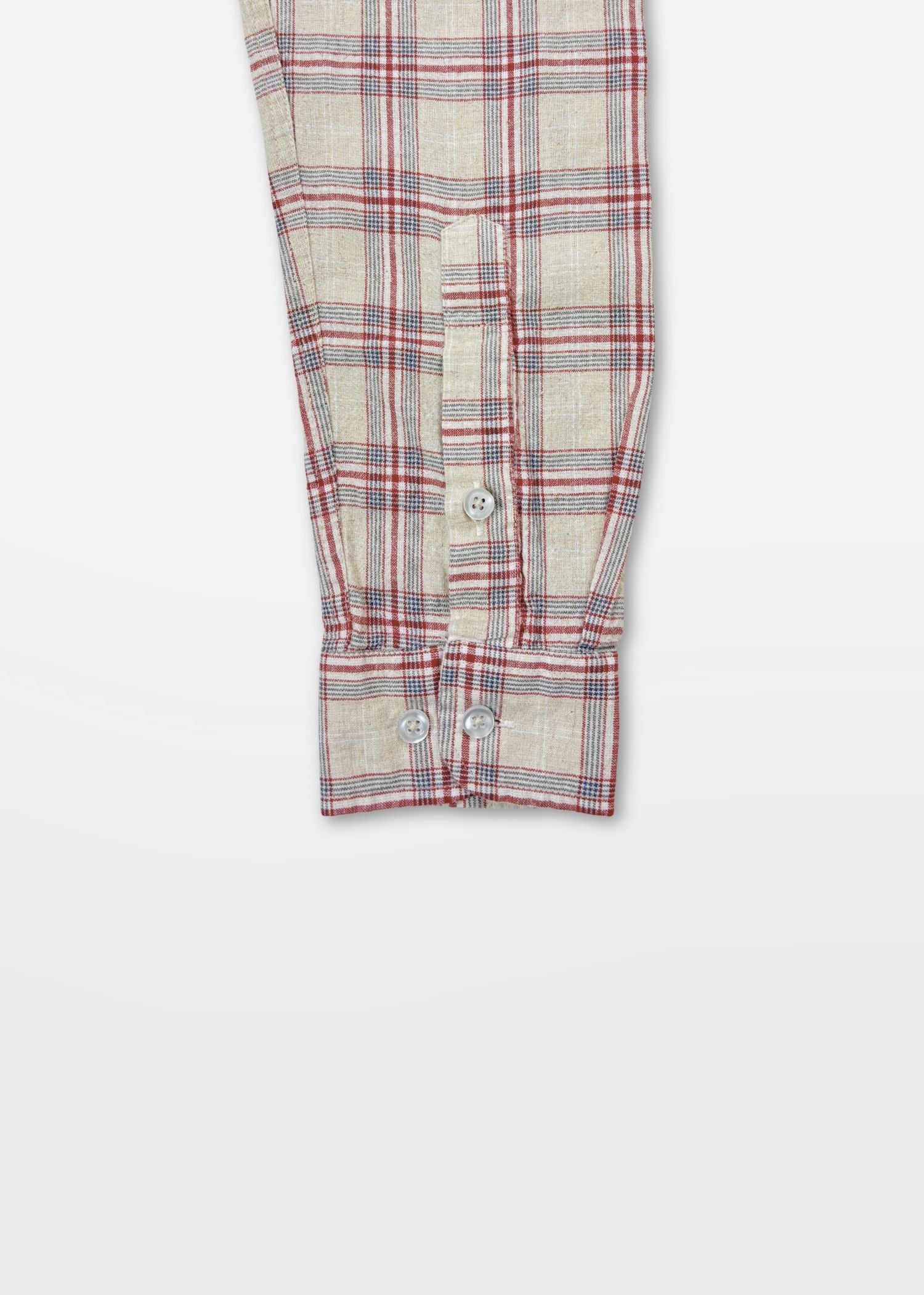 Sand Red Check Linen Blend Shirt