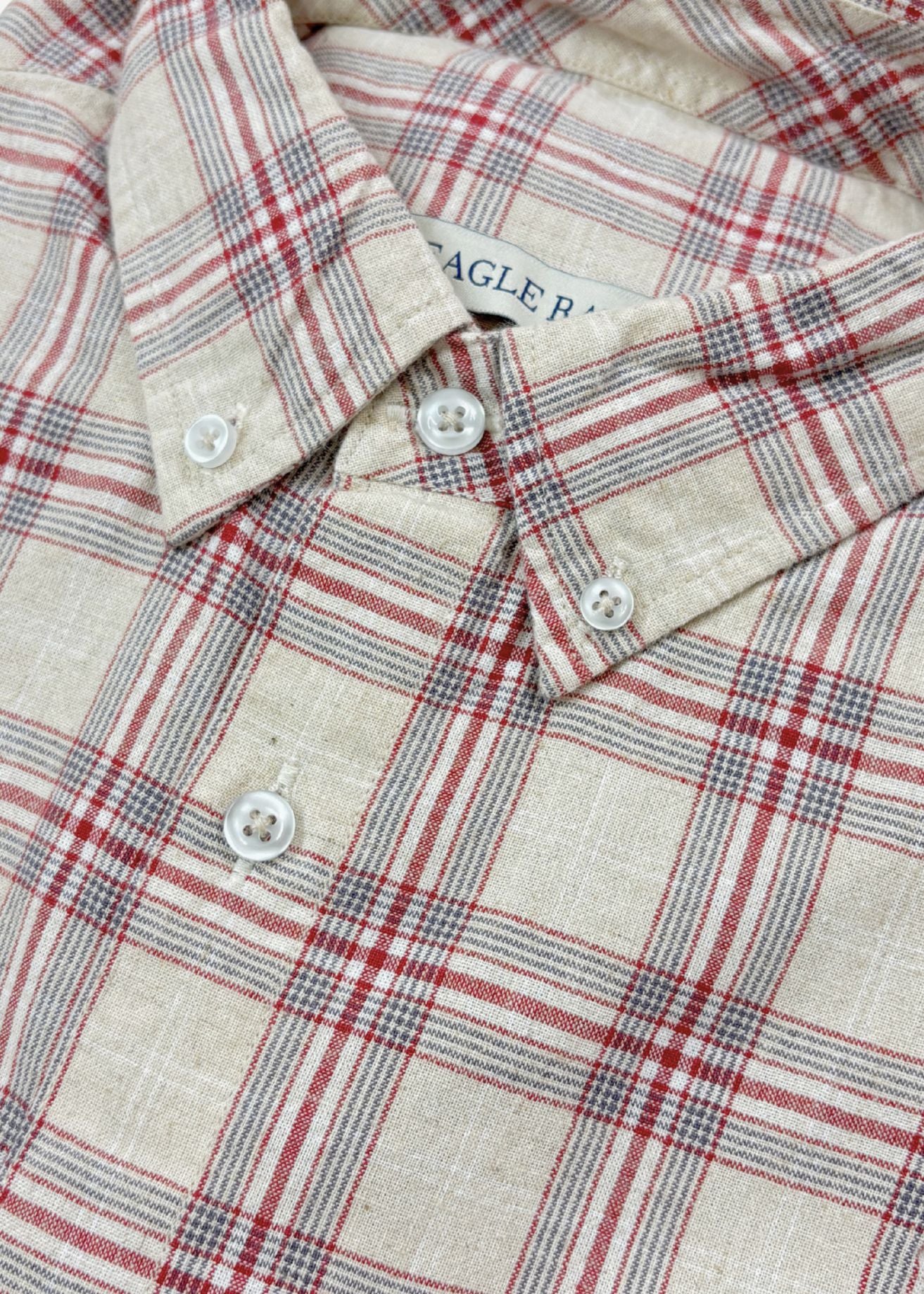 Sand Red Check Linen Blend Shirt