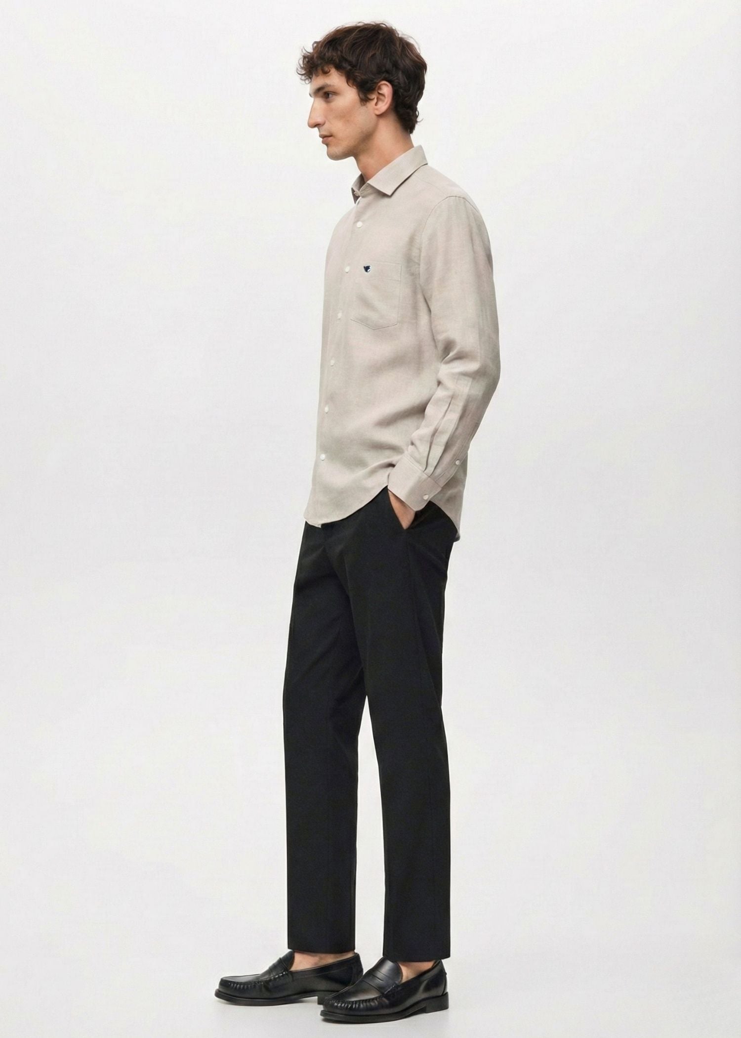 Pastel Grey Lyocell Linen Shirt