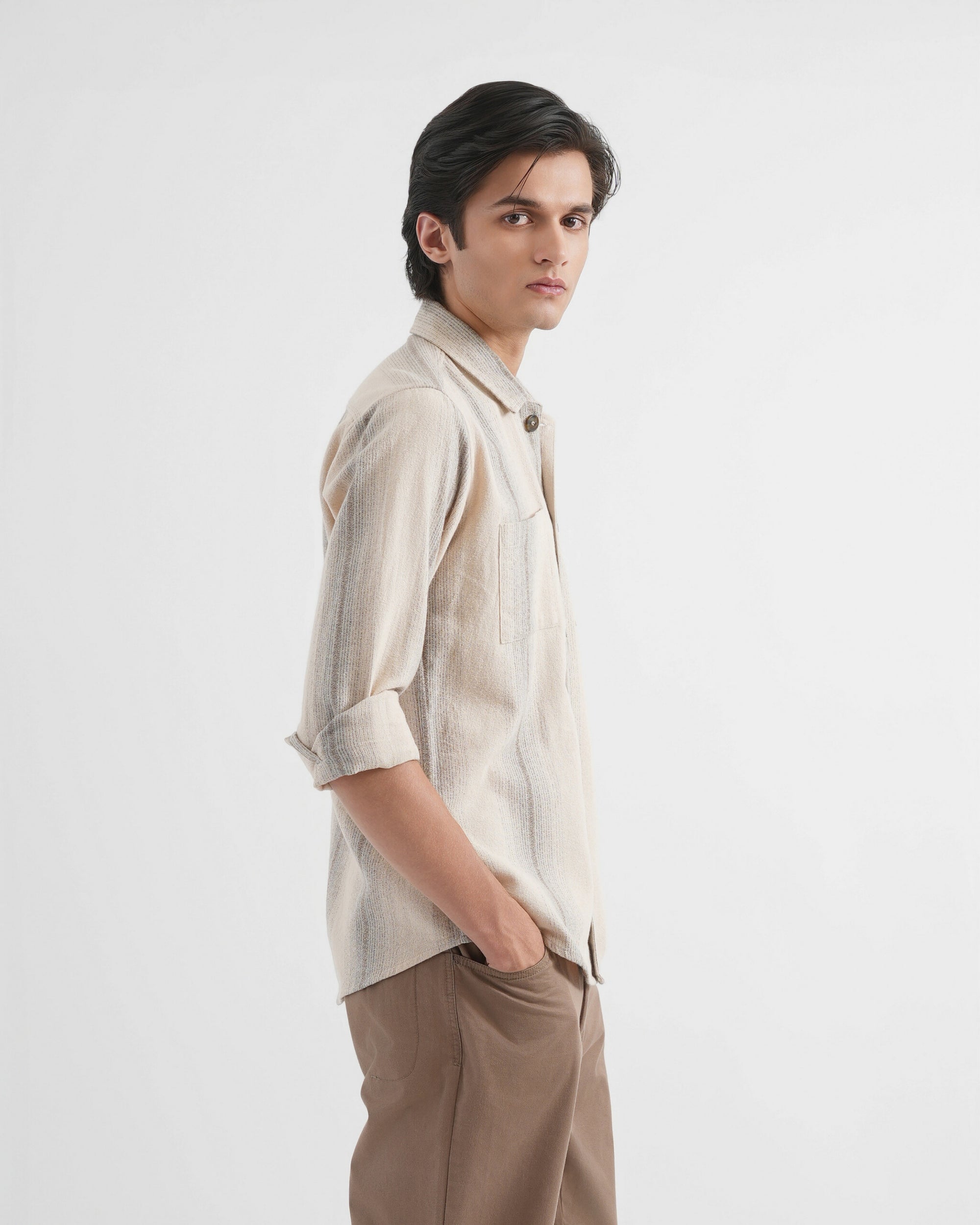Beige Striped Shirt