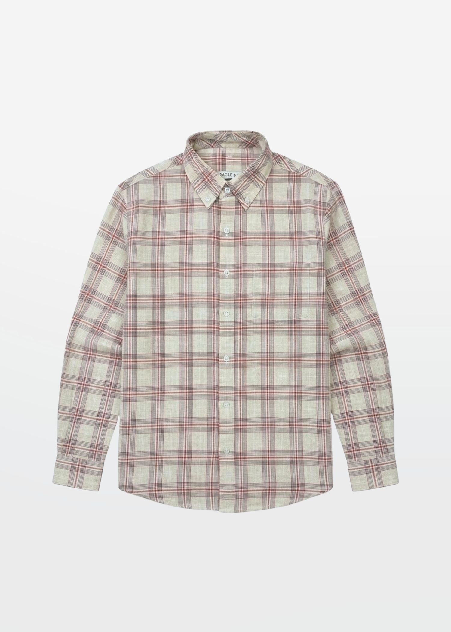 Sand Red Check Linen Blend Shirt