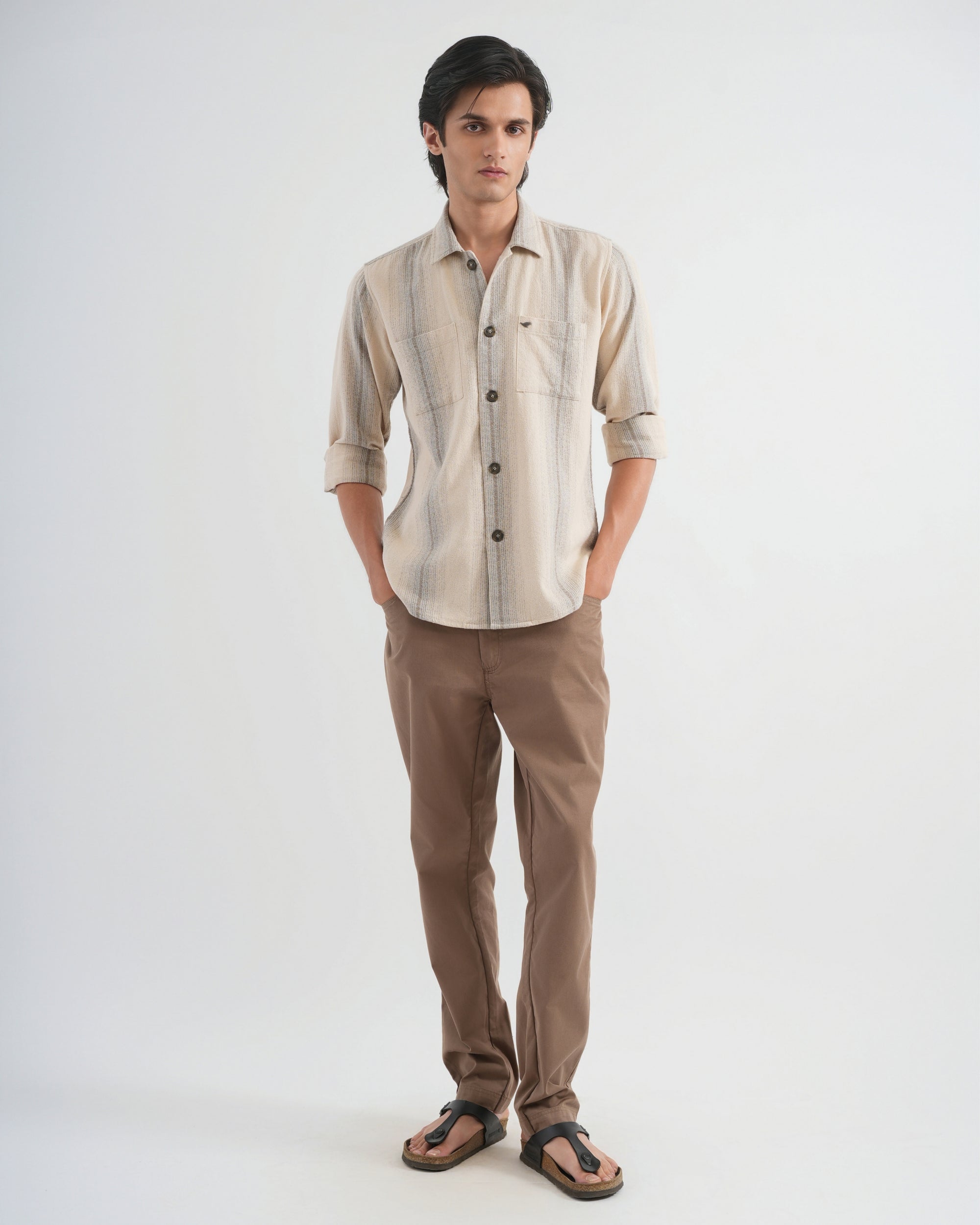 Beige Striped Shirt