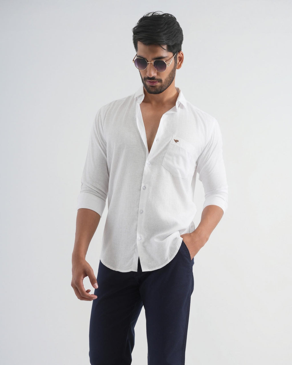 Porcelain White Viscose Linen shirt