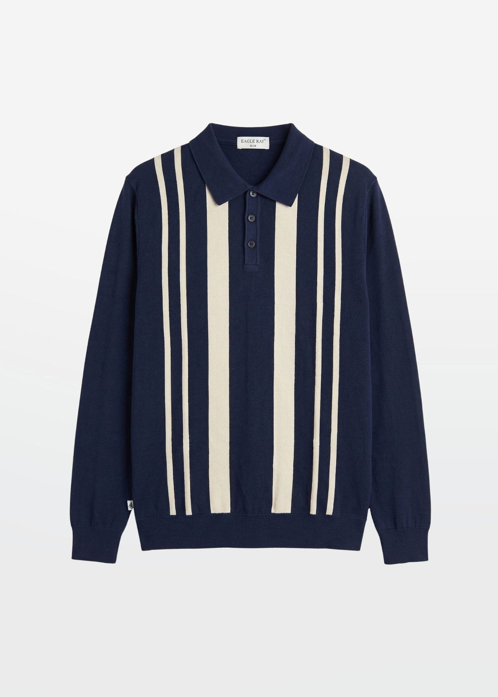 Vertical Stripe Polo in Navy Ivory — Men's Knit Polo | Eagle Ray