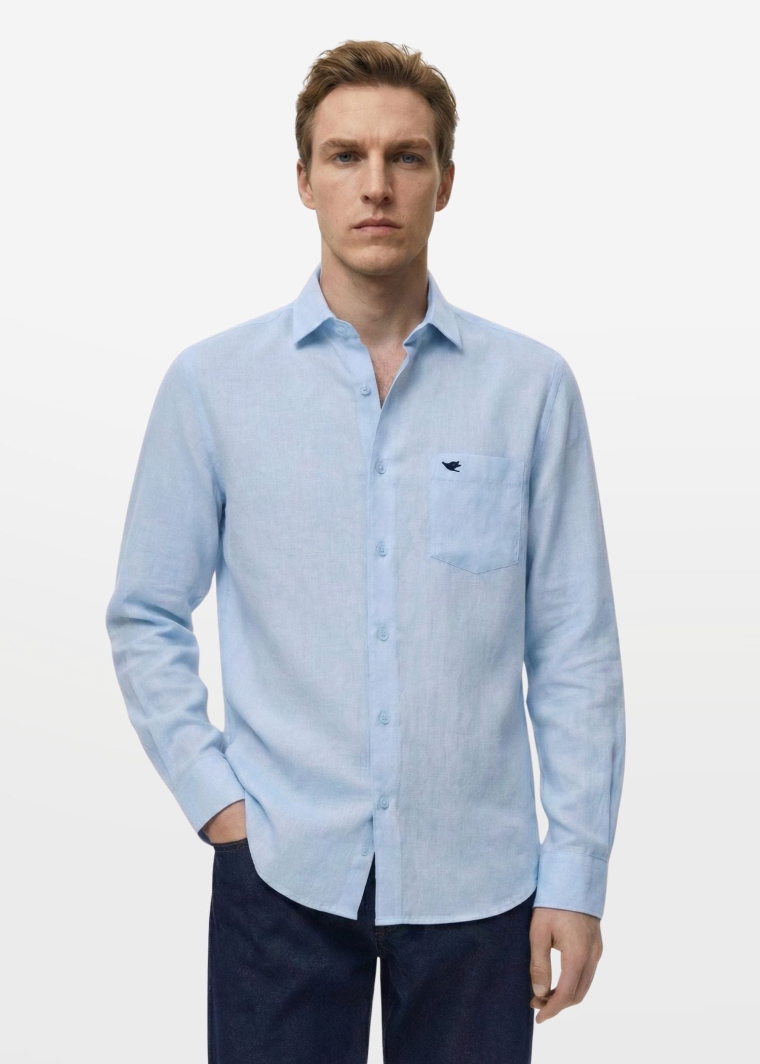 Pale Aqua Lyocell Linen Shirt