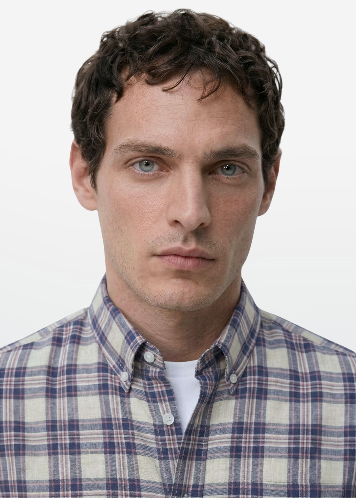 Indigo Rose Check Linen Blend Shirt