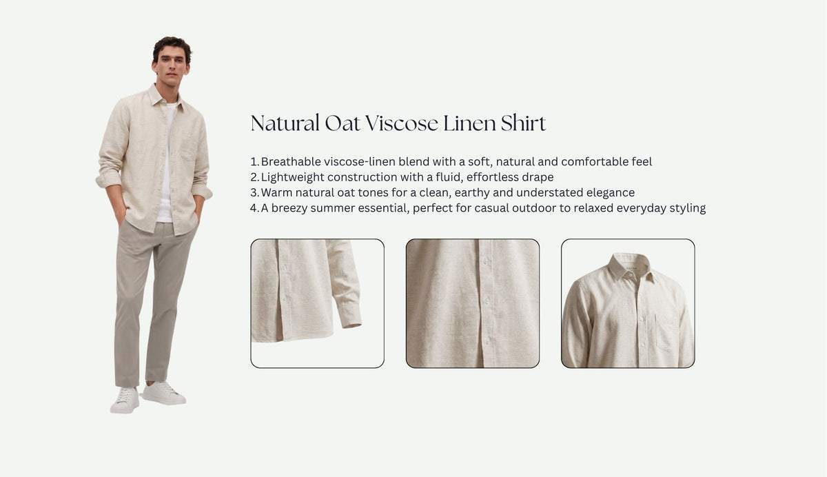 Natural Oat Viscose Linen Shirt