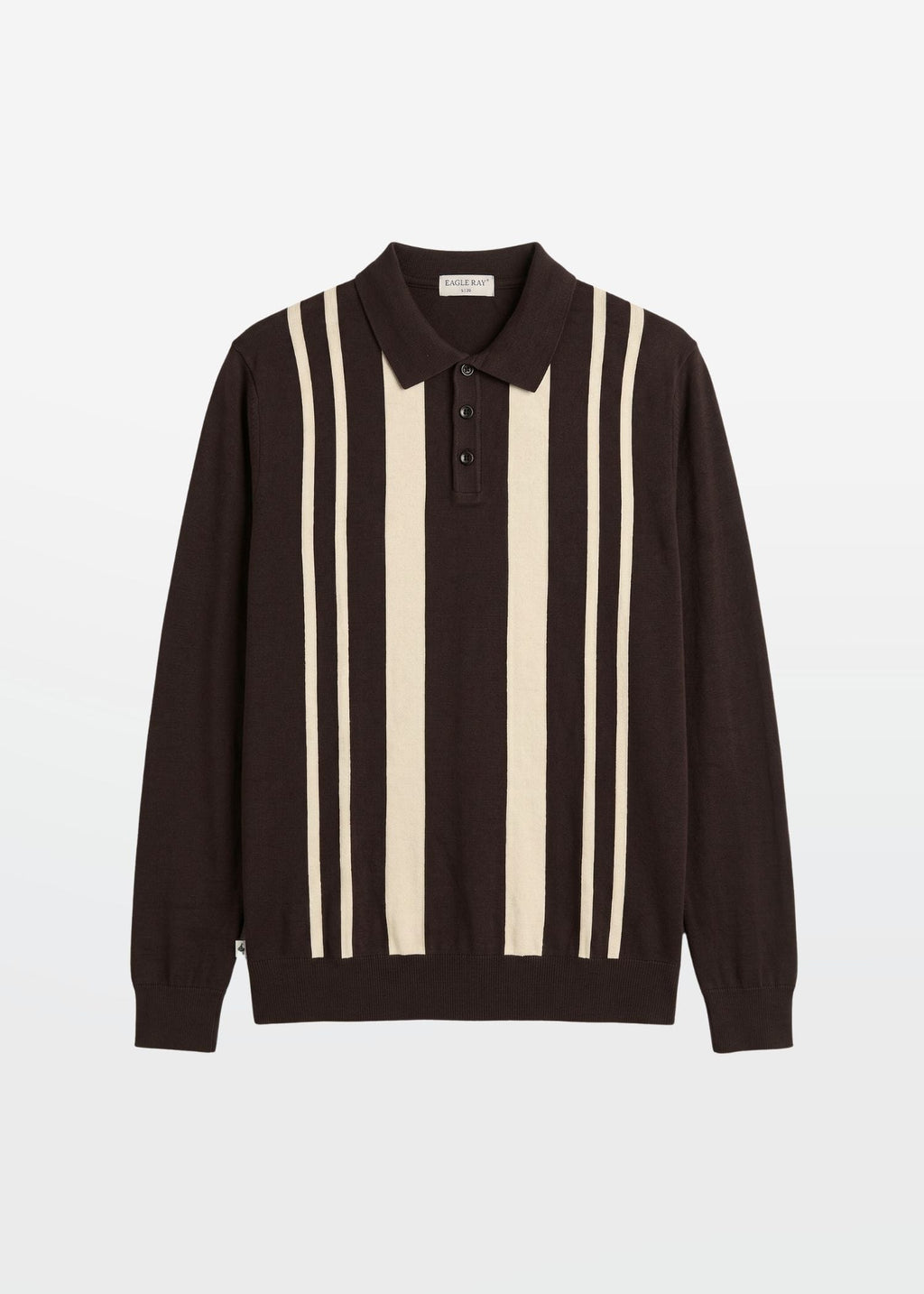 Vertical Stripe Polo in Brown Ivory — Men's Knit Polo | Eagle Ray