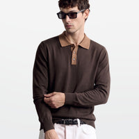 Contrast Polo in Dark Chocolate