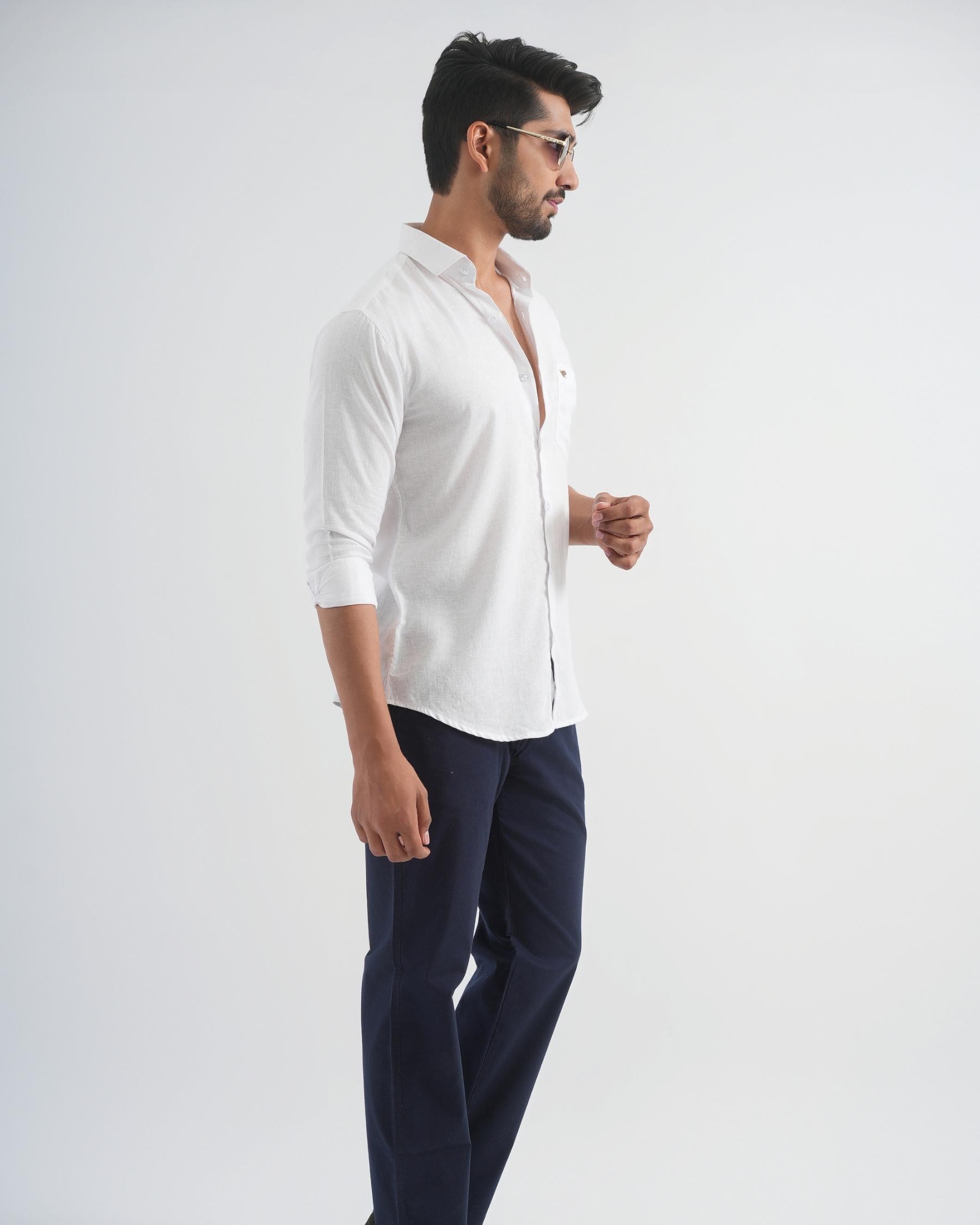 Porcelain White Viscose Linen shirt