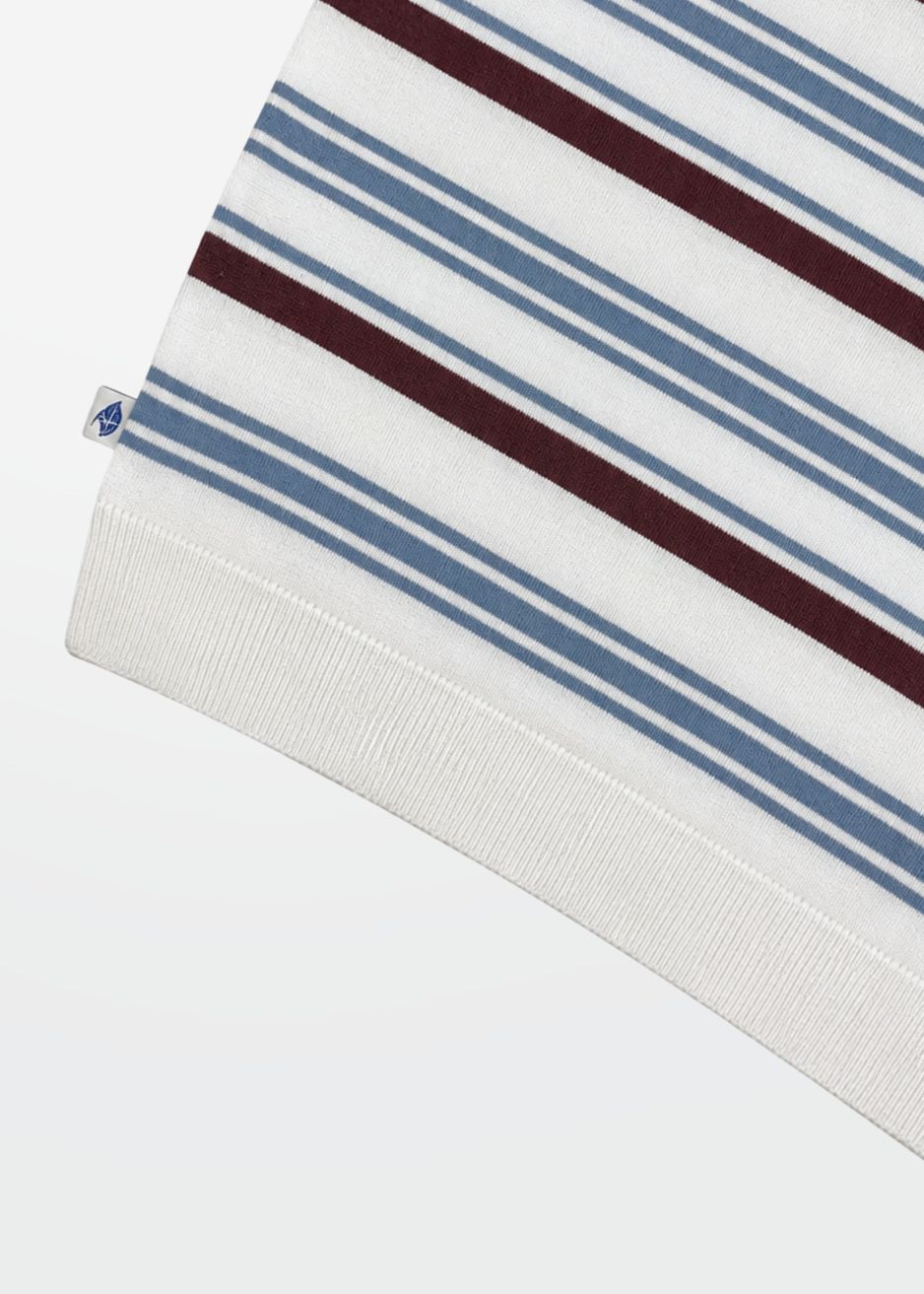 Ivory Multi Stripe Full Sleeve Knit Polo