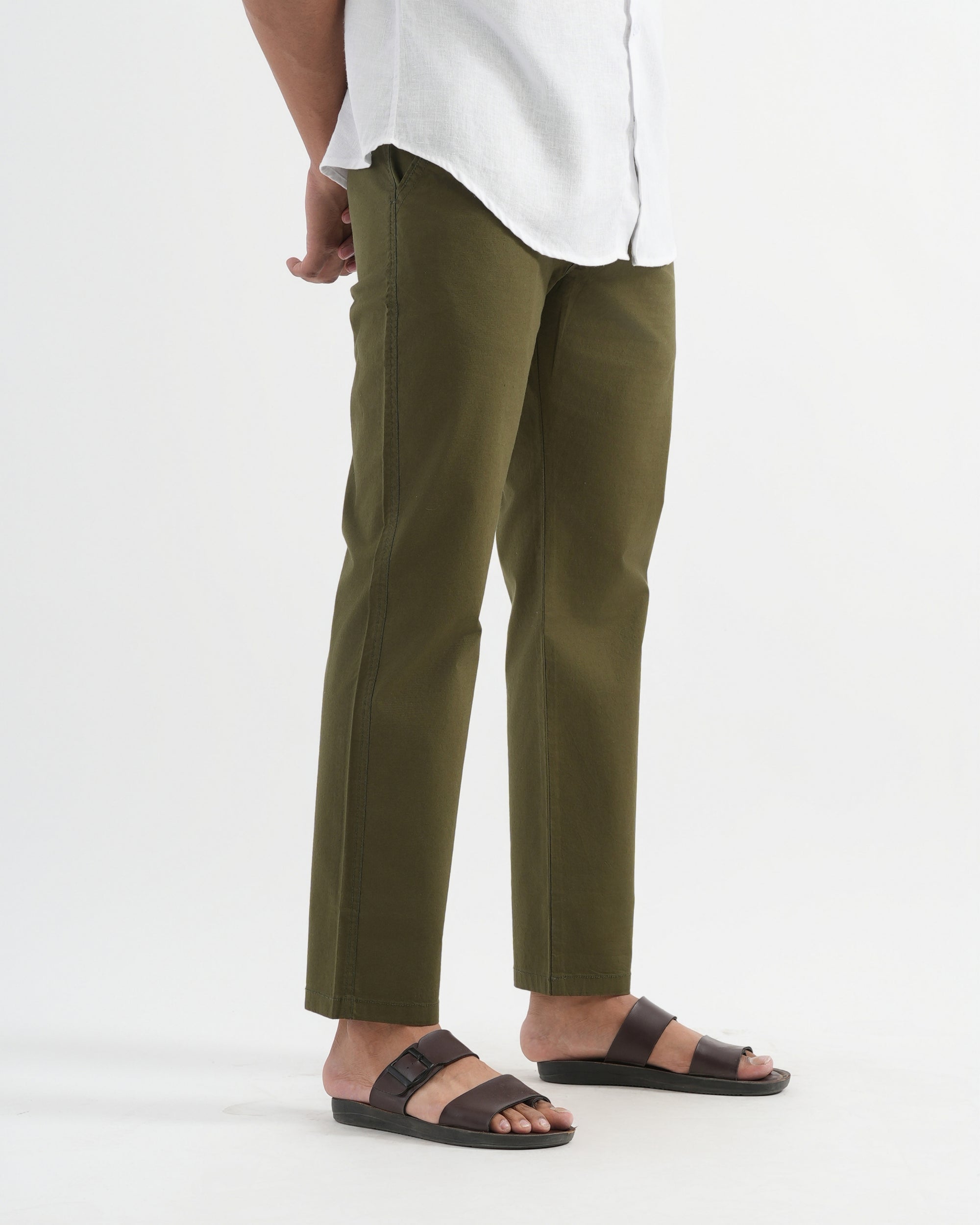 Green Cotton Drawstring Pants