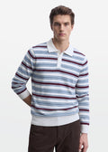Ivory Multi Stripe Full Sleeve Knit Polo