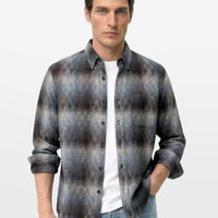 Steel Blue Shadow Check Shirt