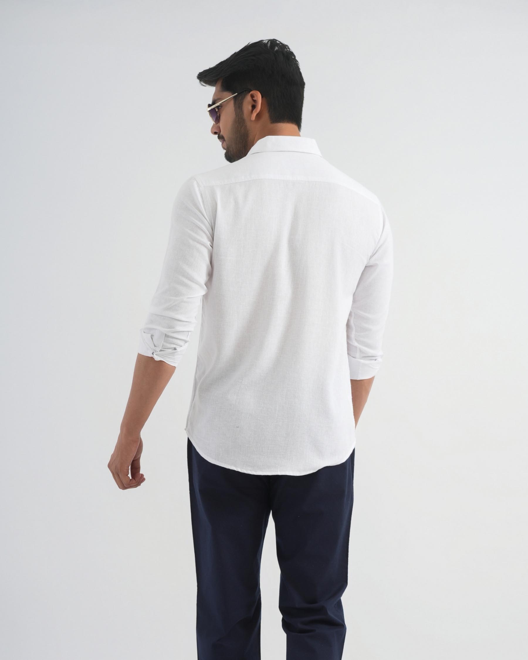 Porcelain White Viscose Linen shirt