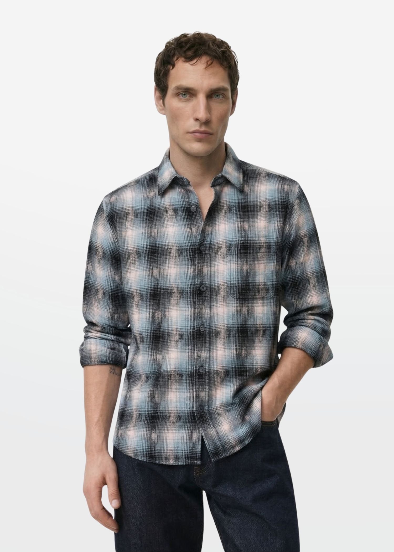 Slate Blue Shadow Check Shirt