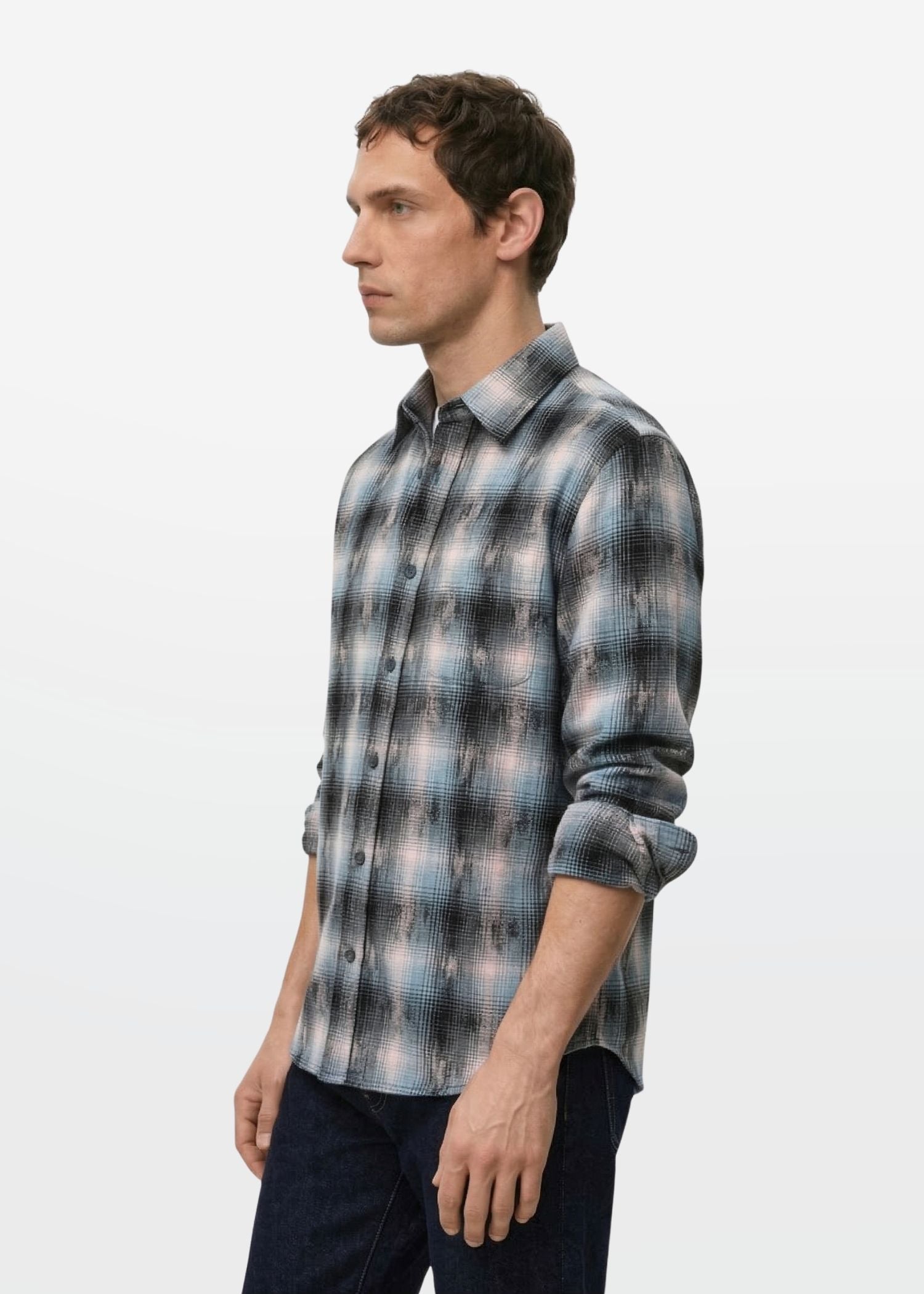 Slate Blue Shadow Check Shirt