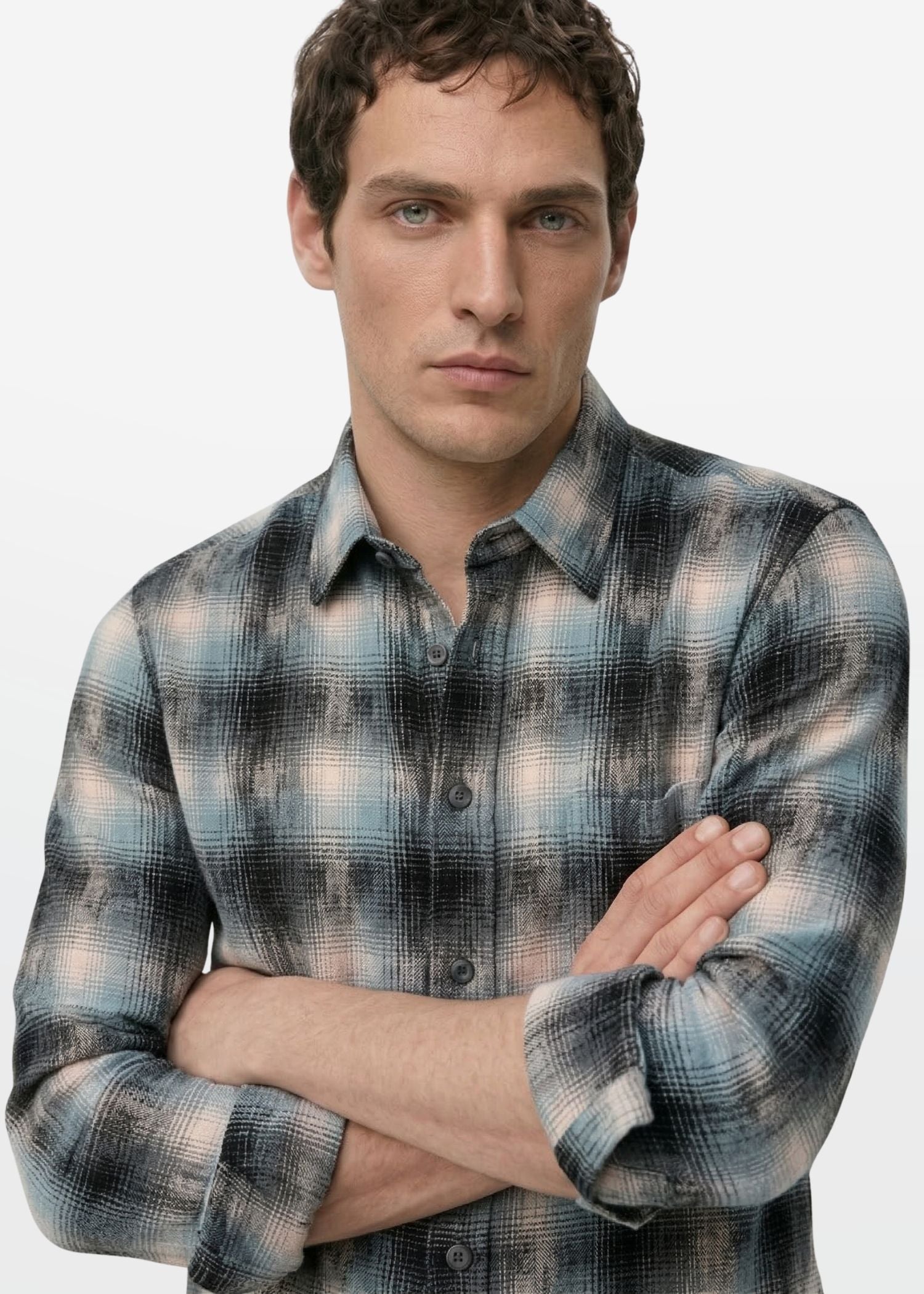 Slate Blue Shadow Check Shirt