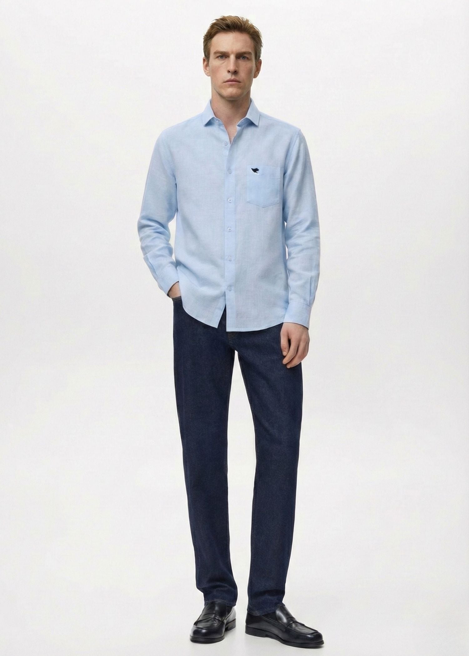 Pale Aqua Lyocell Linen Shirt