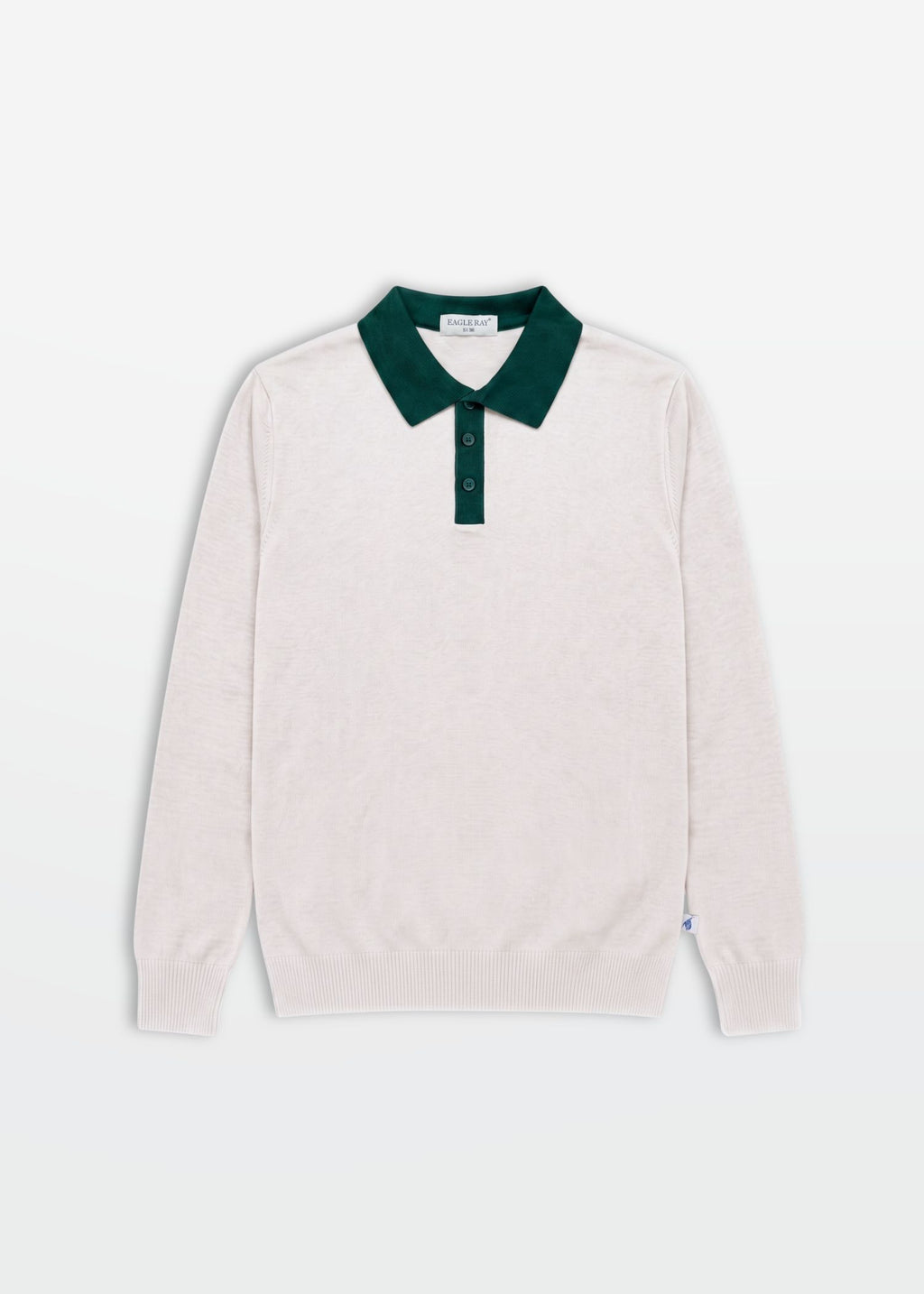Contrast Polo in White Green — Men's Knit Polo India | Eagle Ray