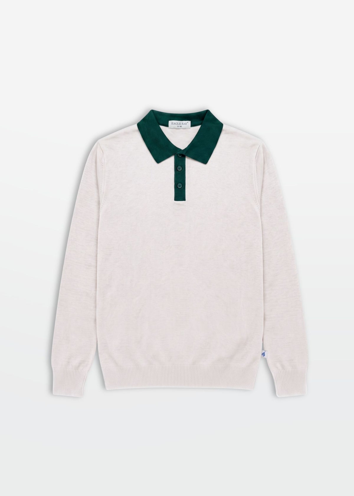 White Green Contrast Collar Knit Polo