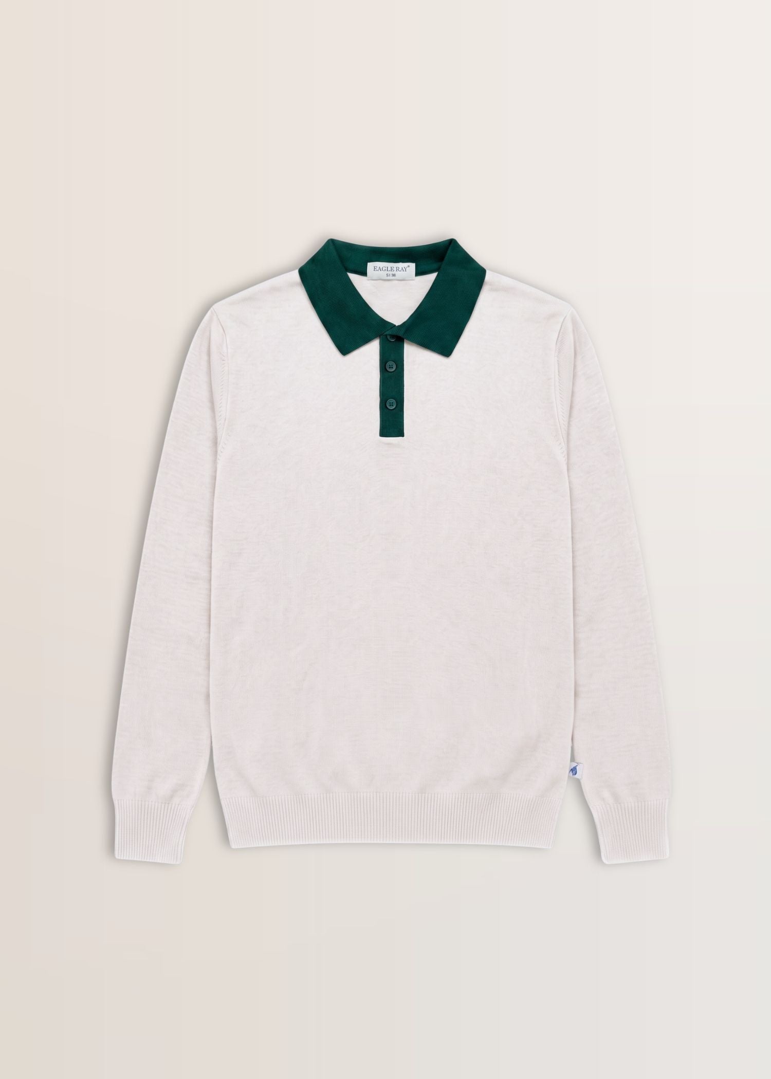 White Green Contrast Collar Knit Polo — Men's Knit Polo India | Eagle Ray