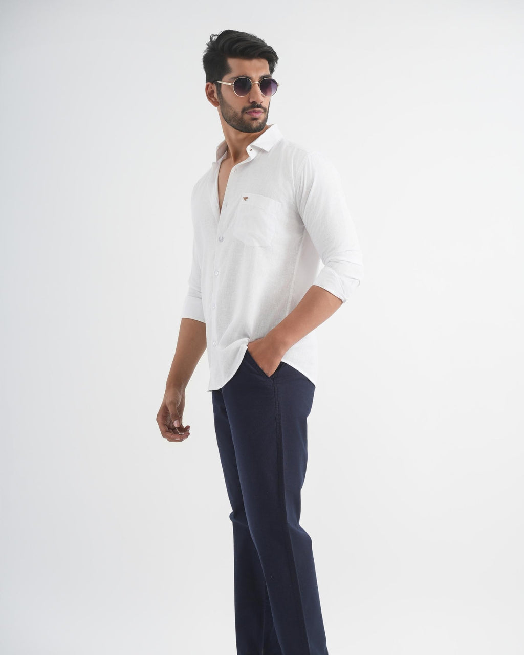 Porcelain White Viscose Linen shirt