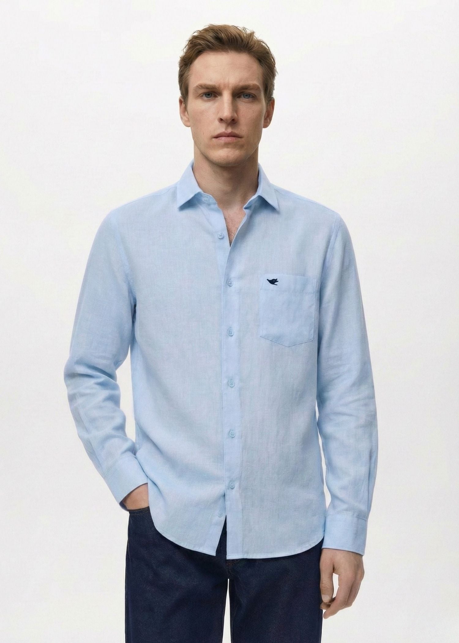 Pale Aqua Lyocell Linen Shirt