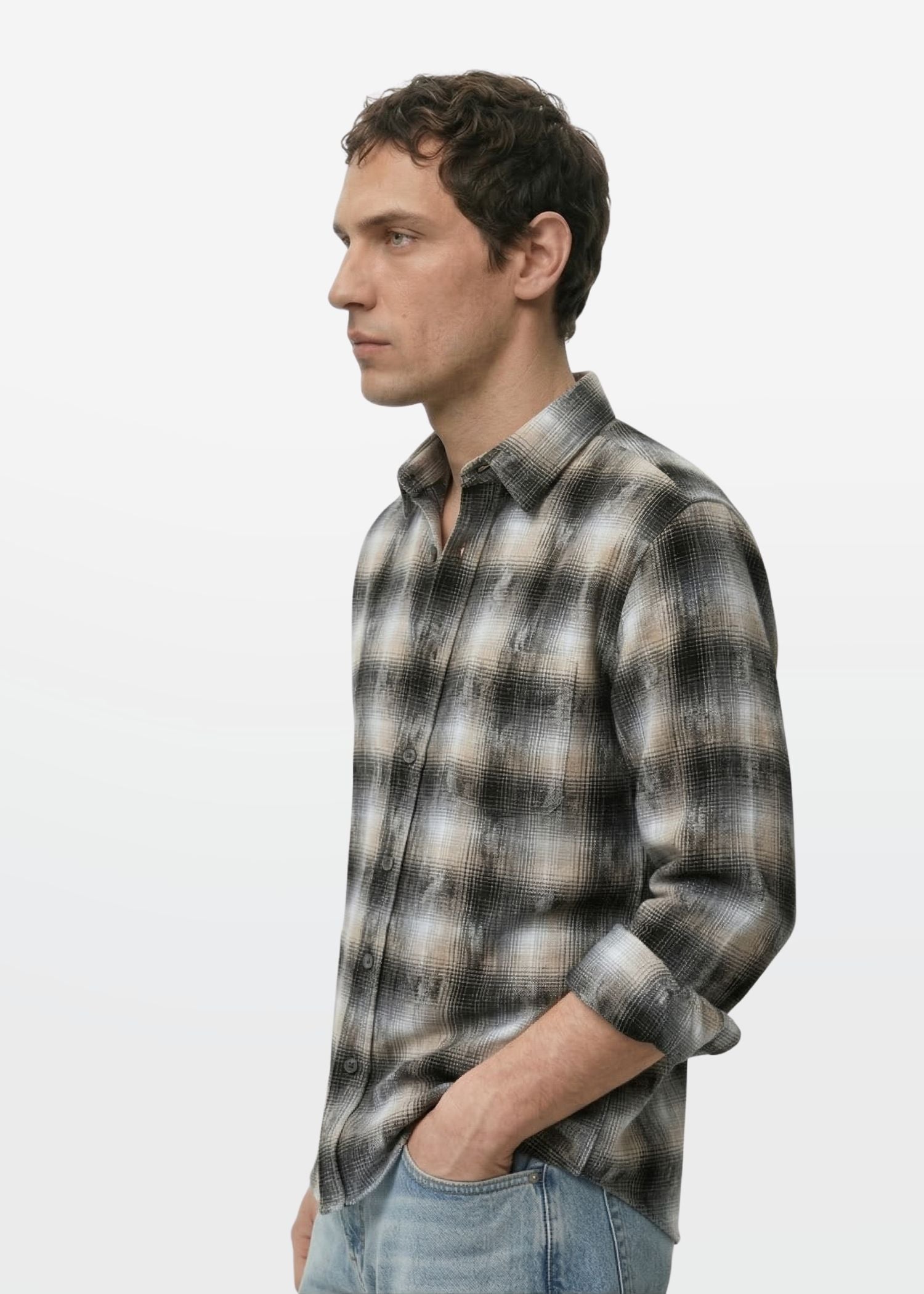 Earth Brown Shadow Check Shirt