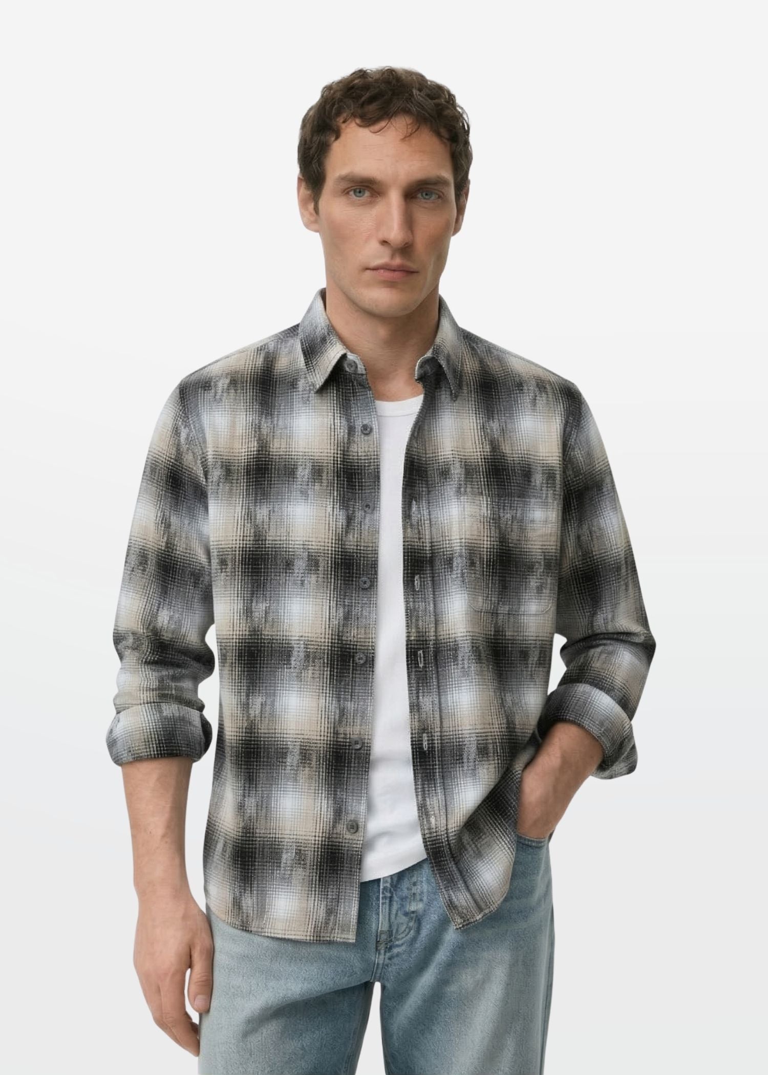 Earth Brown Shadow Check Shirt