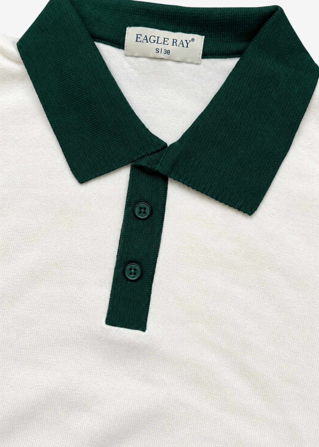 Contrast Polo in White Green — Men's Knit Polo India | Eagle Ray