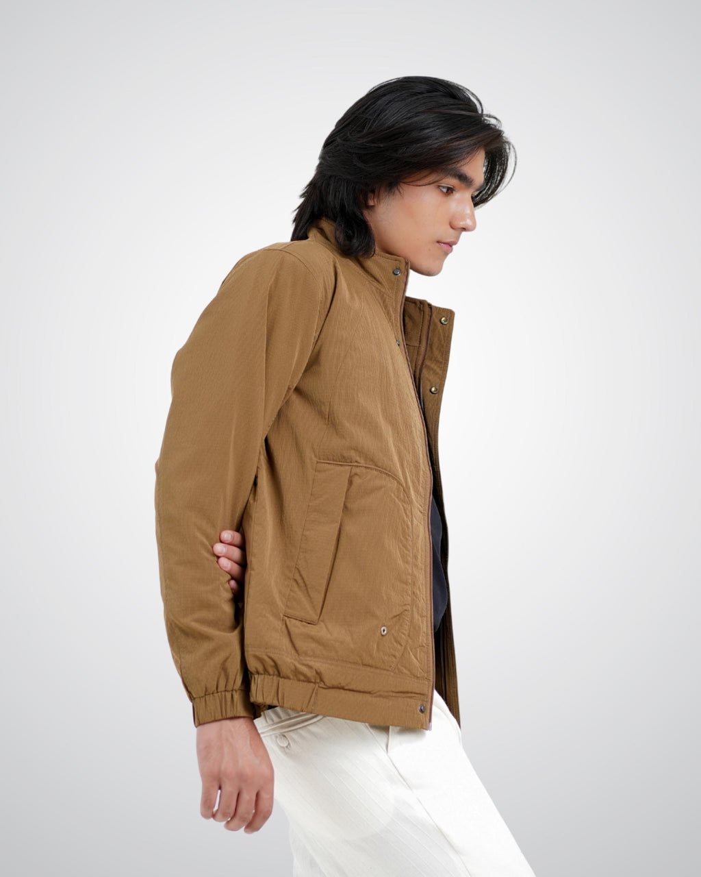 Bomber Jacket in Dark Sand